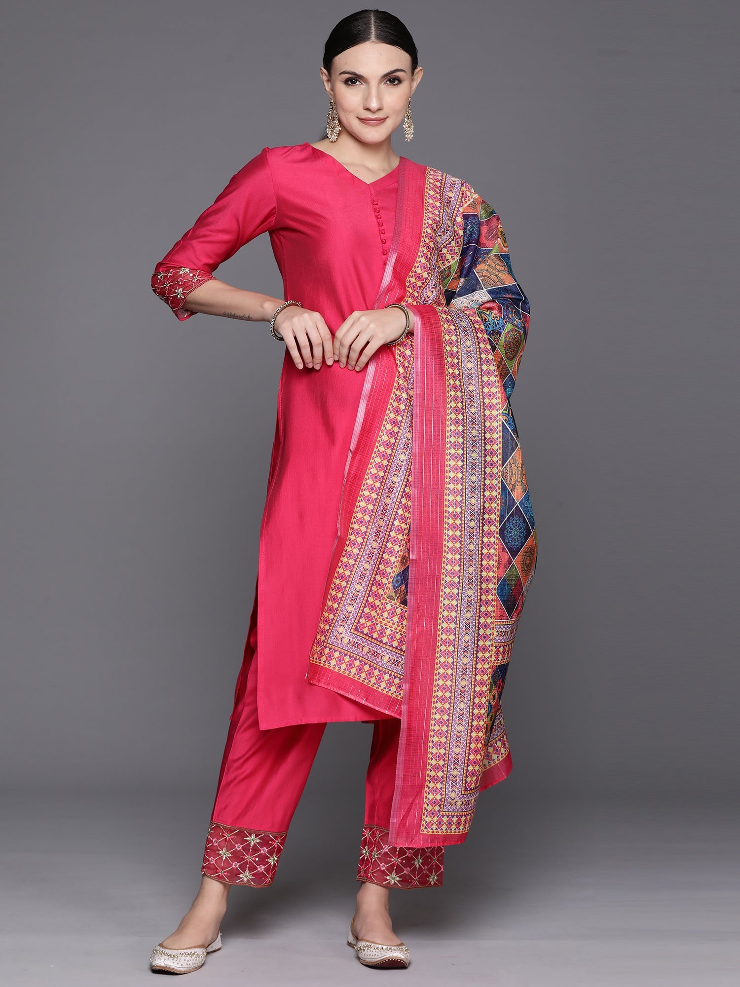 Women's Pink Liva Kurta Set - Taantav