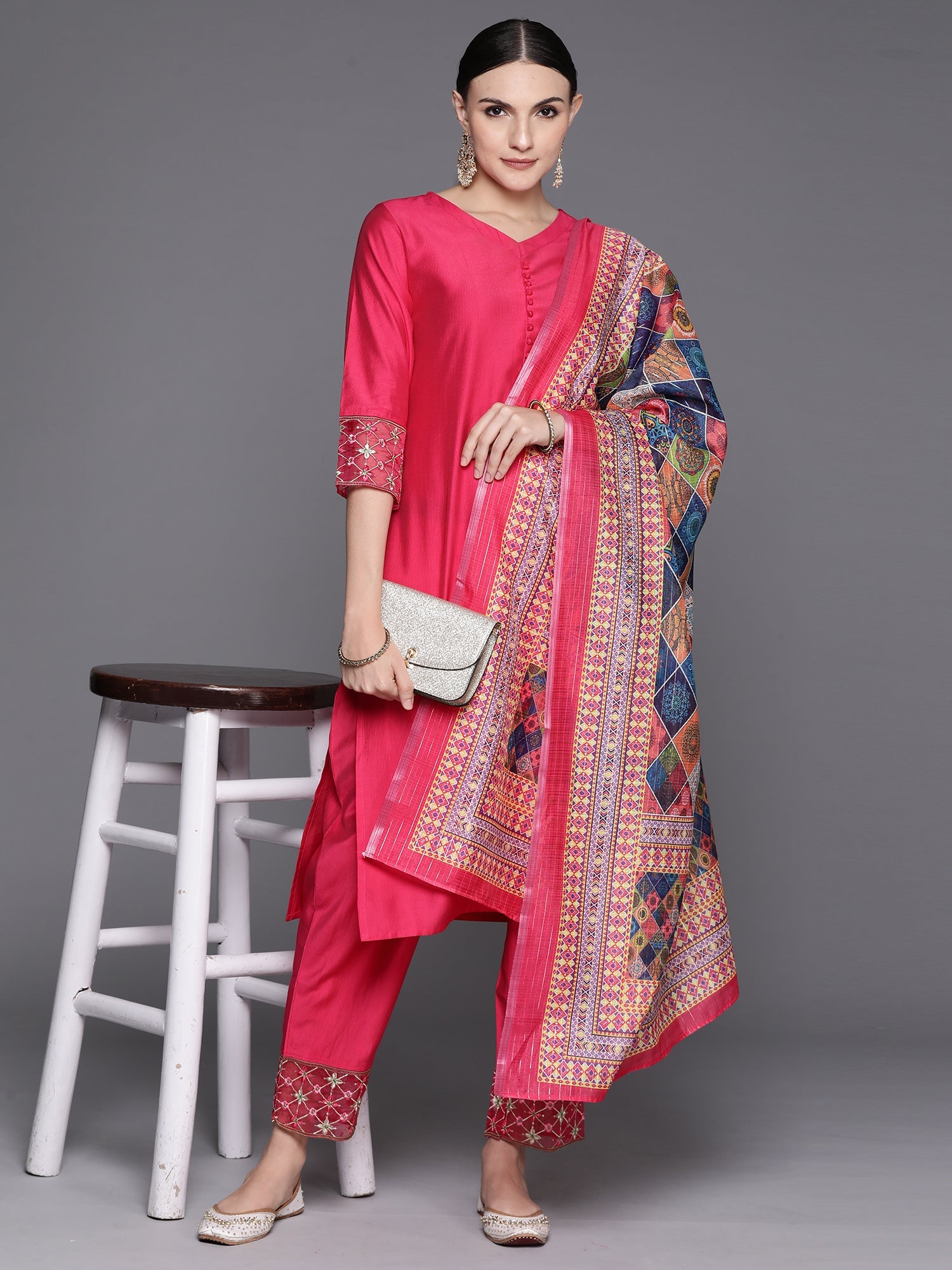 Women's Pink Liva Kurta Set - Taantav