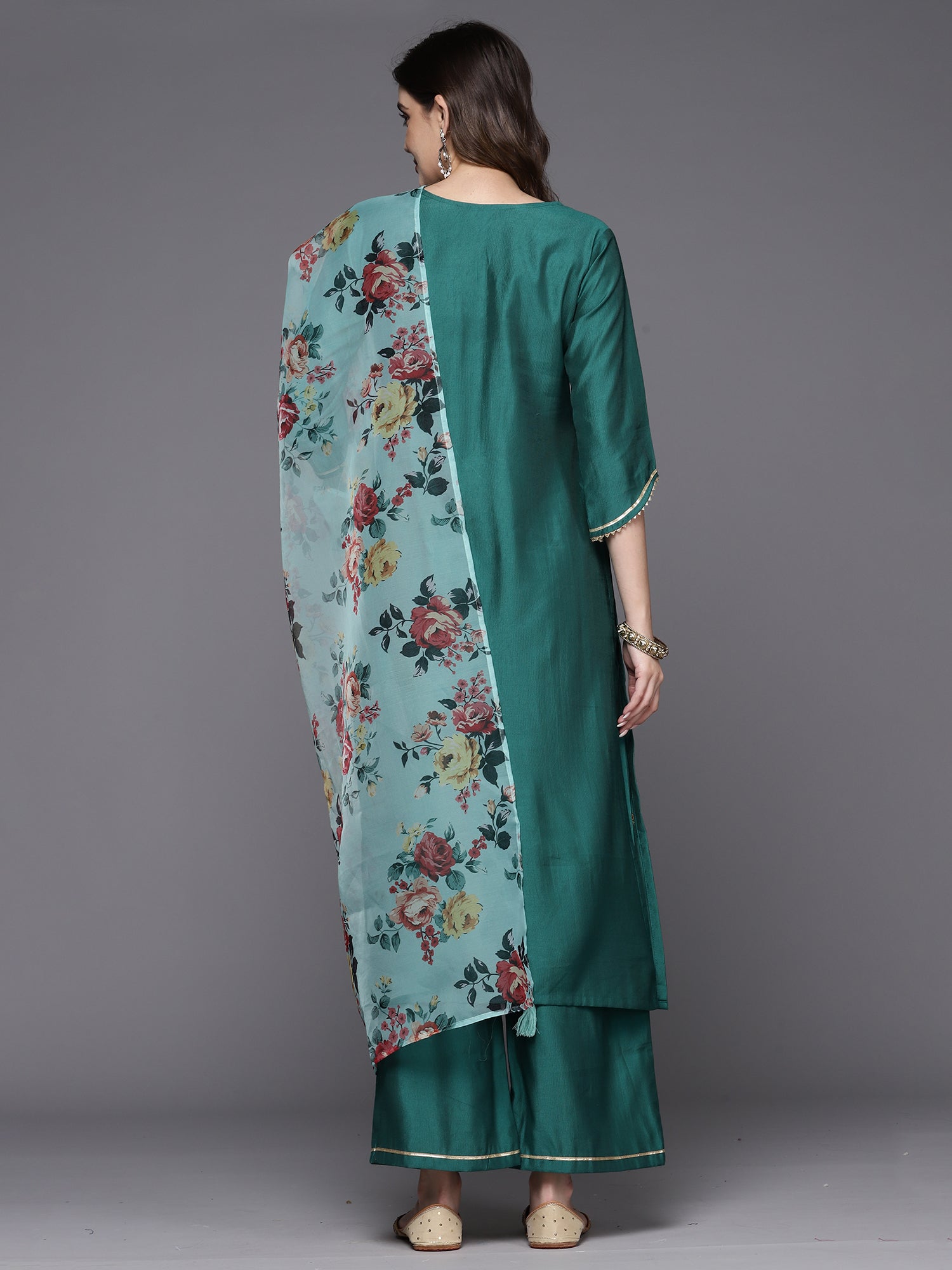 Women's Teal Liva Kurta Set - Taantav