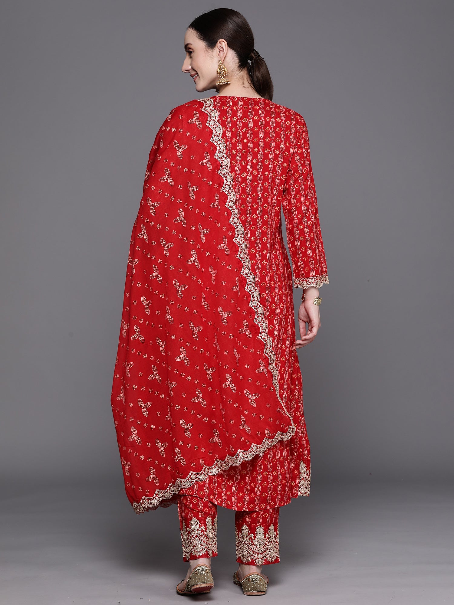 Women's Red Viscose Rayon Kurta Set - Taantav