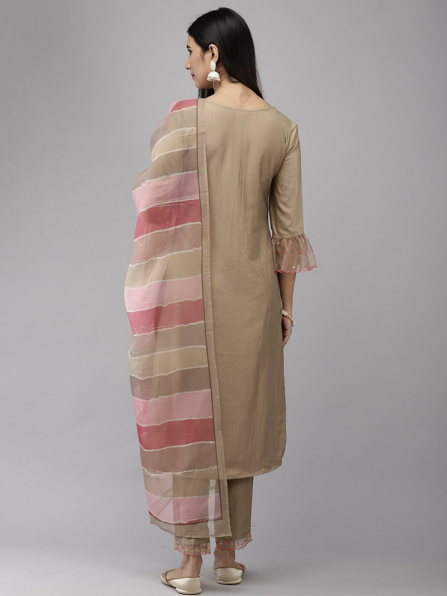 Women's Beige Raw Silk Kurta Set - Taantav