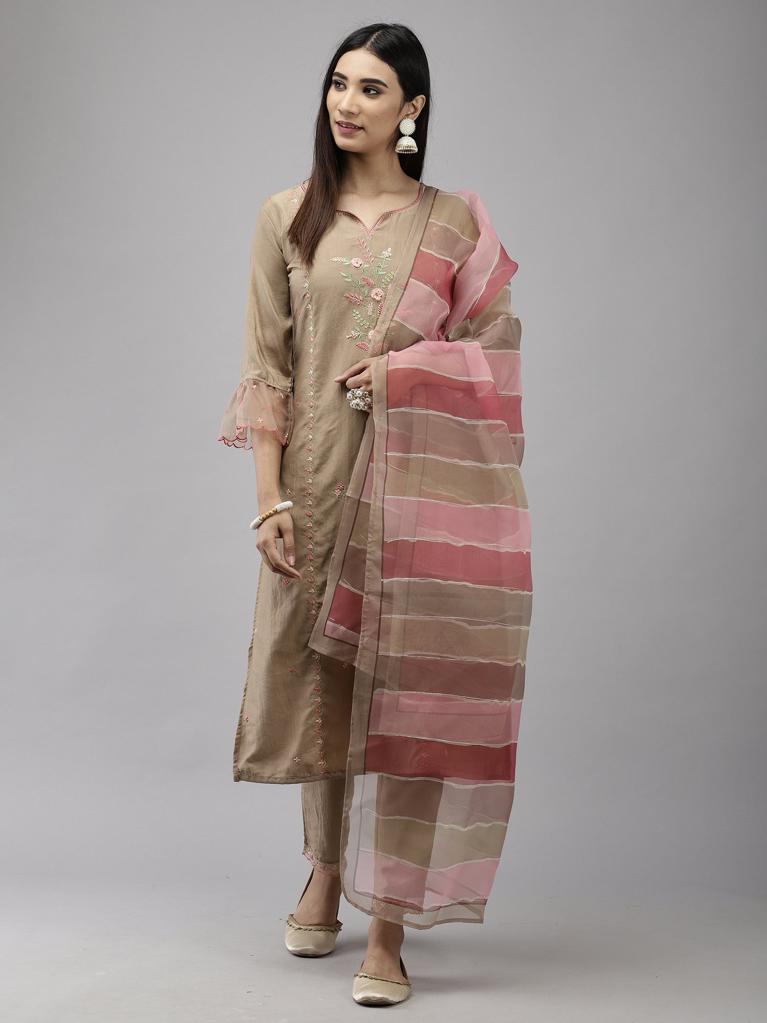 Women's Beige Raw Silk Kurta Set - Taantav