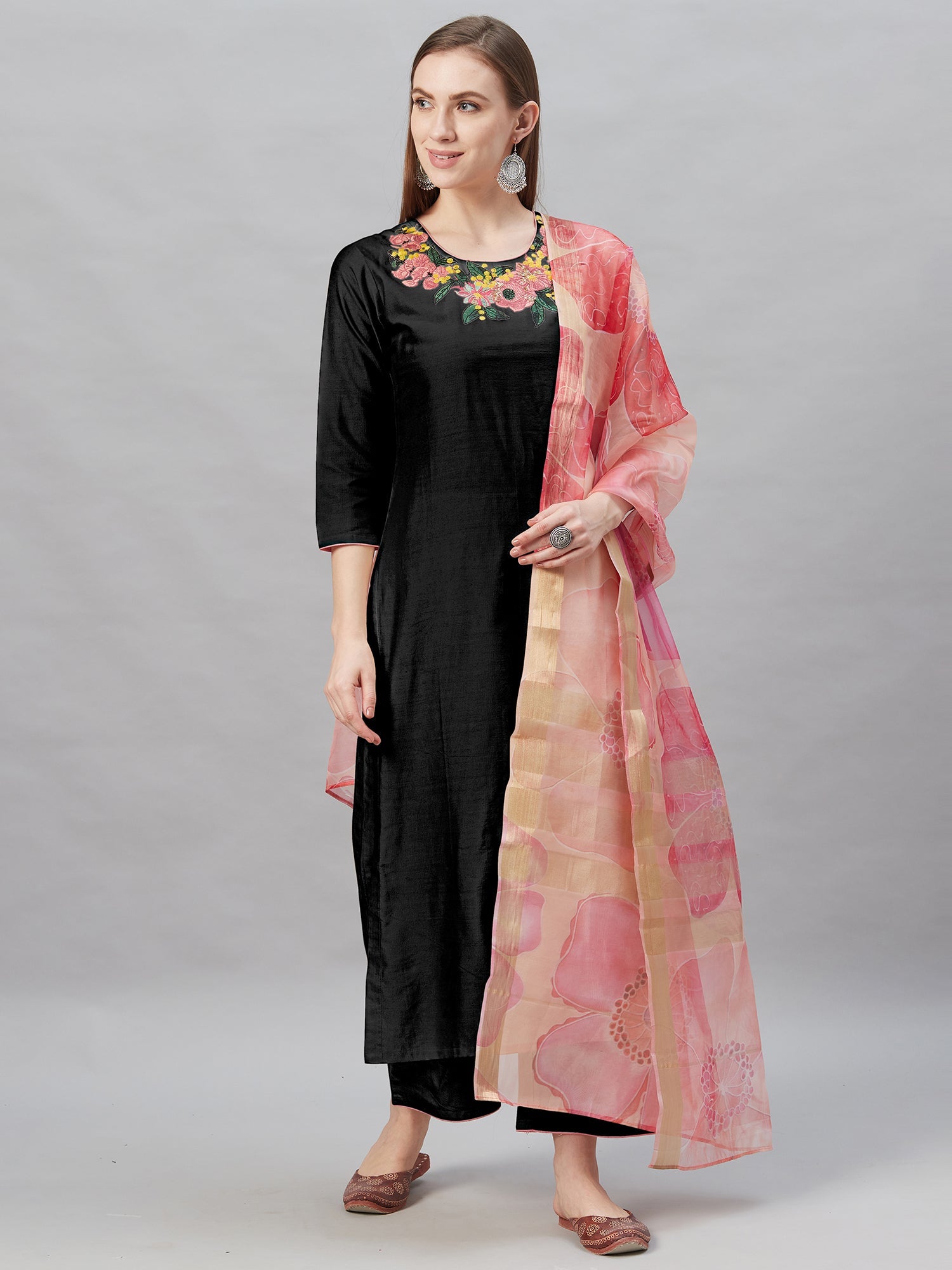 Women's Black Liva Kurta Set - Taantav