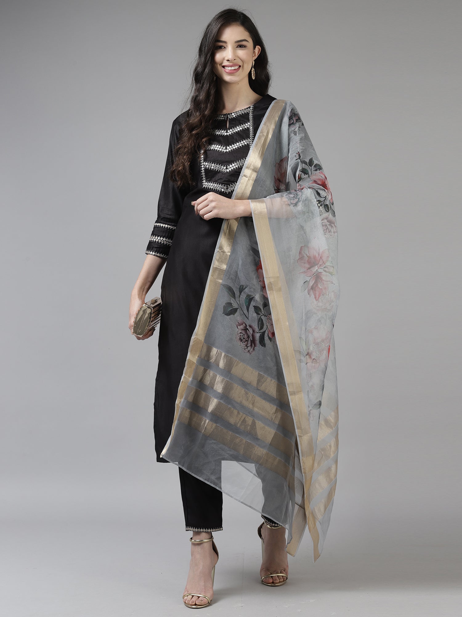 Women's Black Liva Kurta Set - Taantav