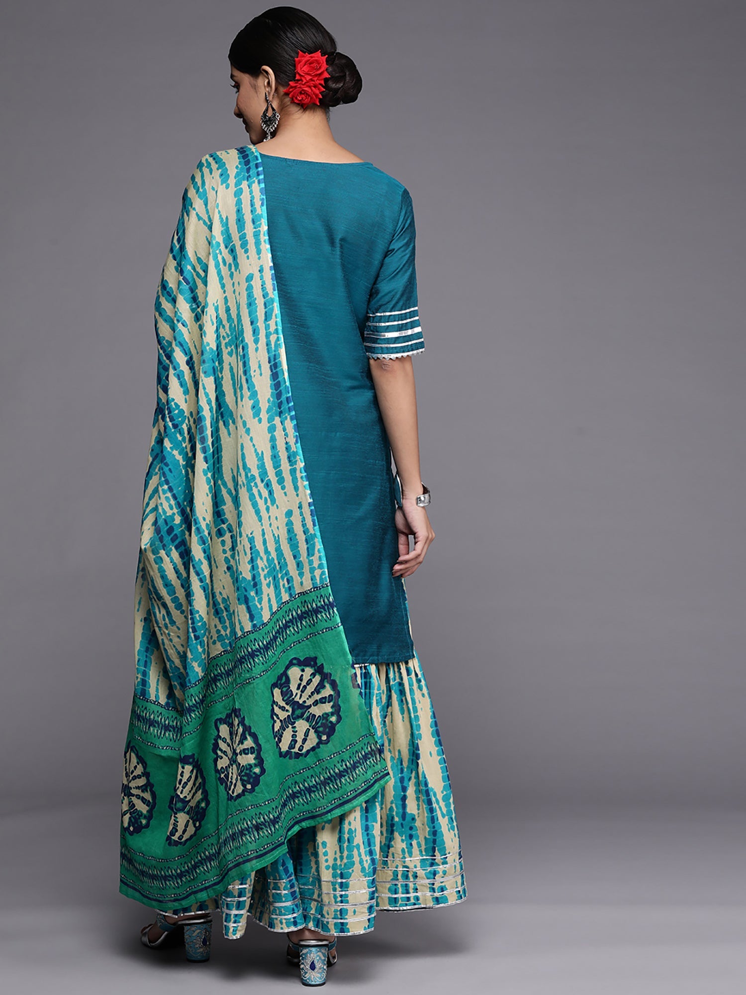 Women's Teal Liva Kurta Set - Taantav