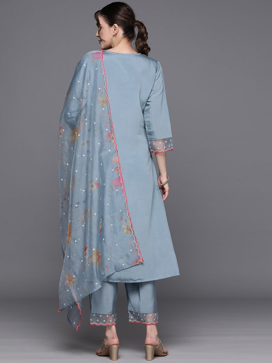 Women's Blue Viscose Rayon Kurta Set - Taantav