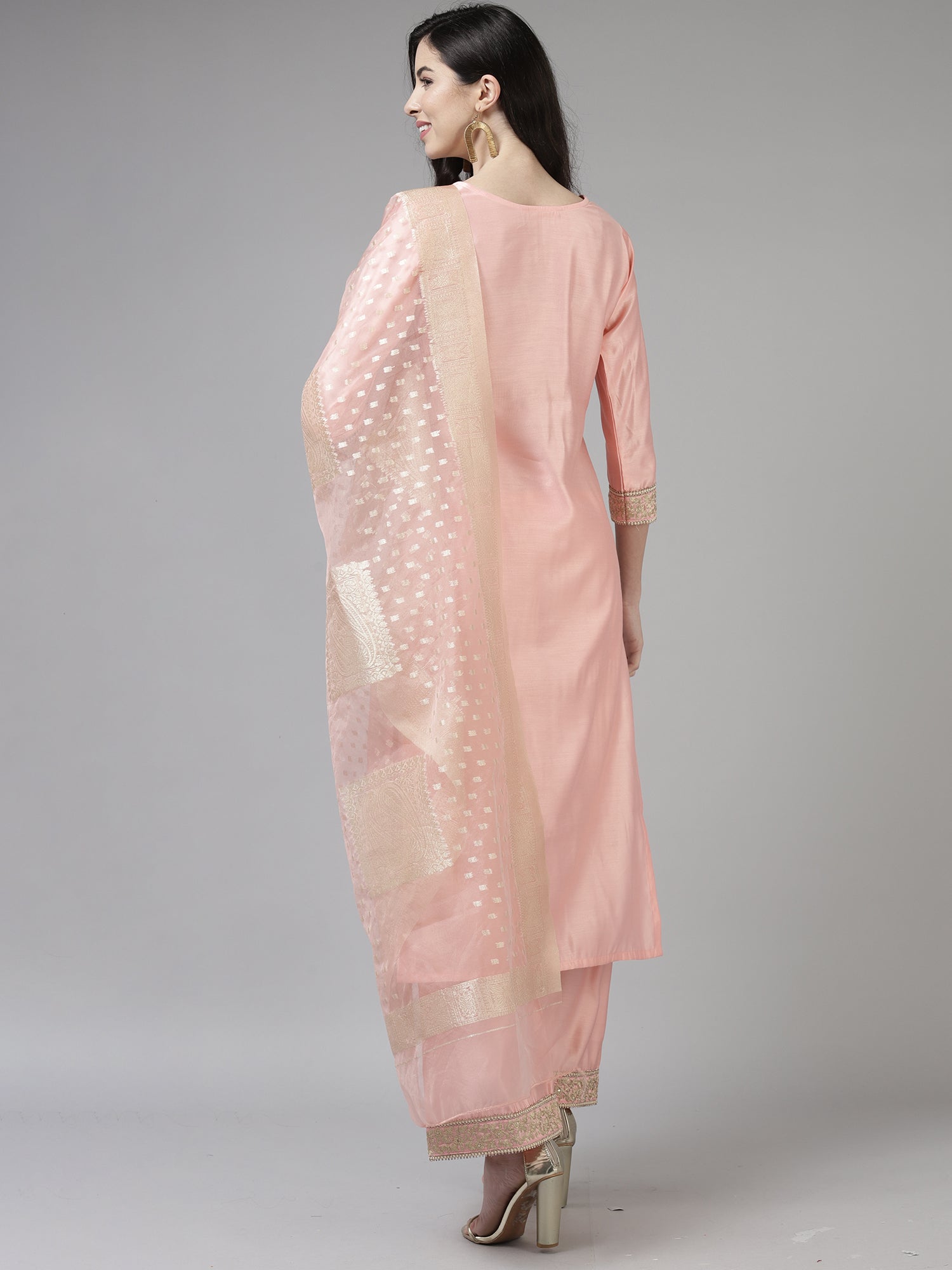 Women's Pink Liva Kurta Set - Taantav