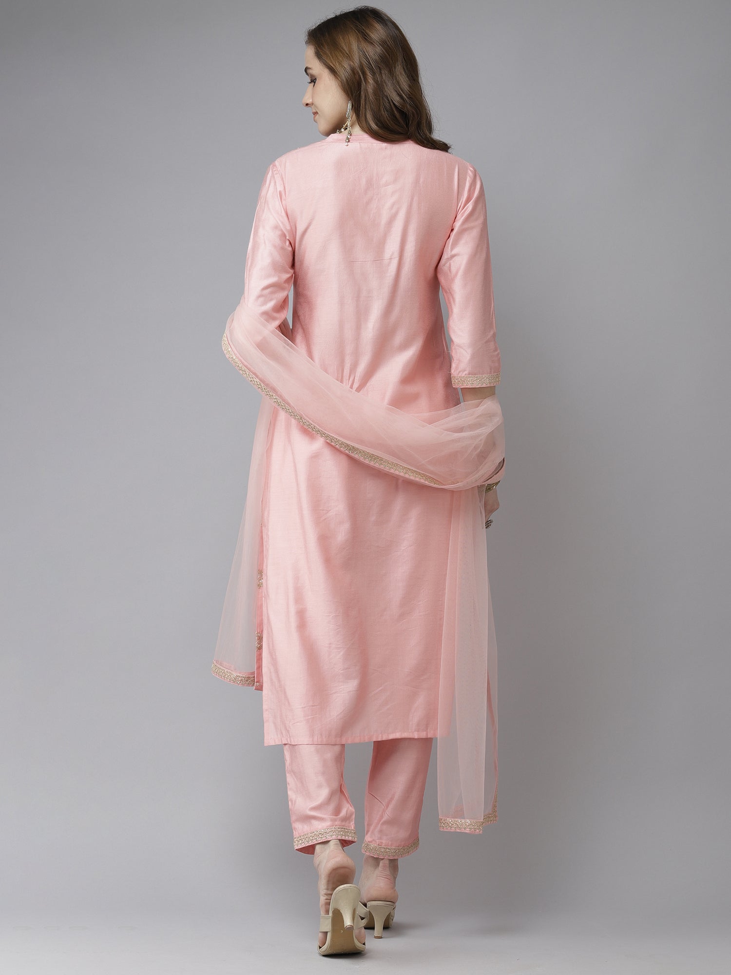 Women's Pink Liva Kurta Set - Taantav