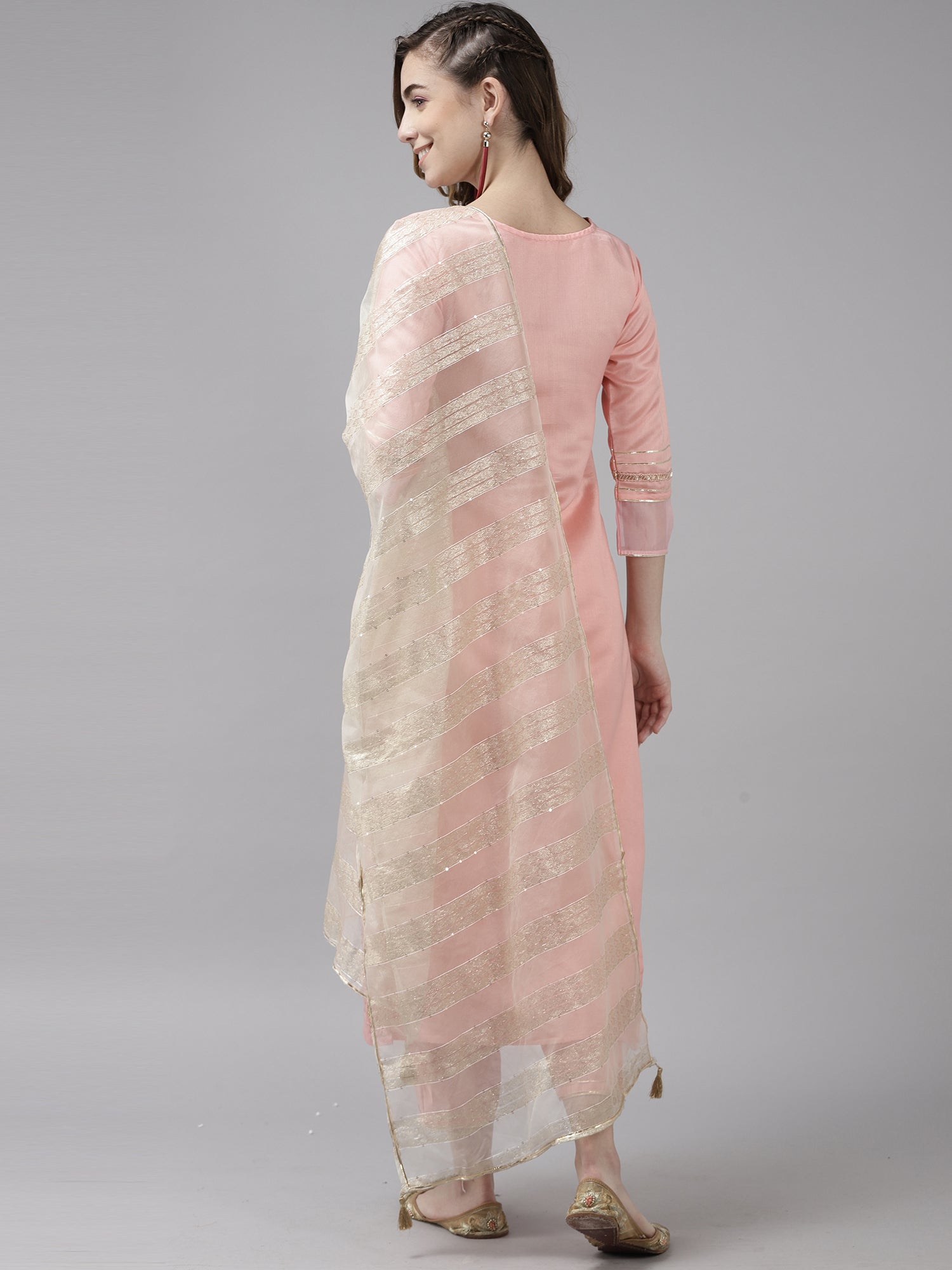 Women's Pink Liva Kurta Set - Taantav