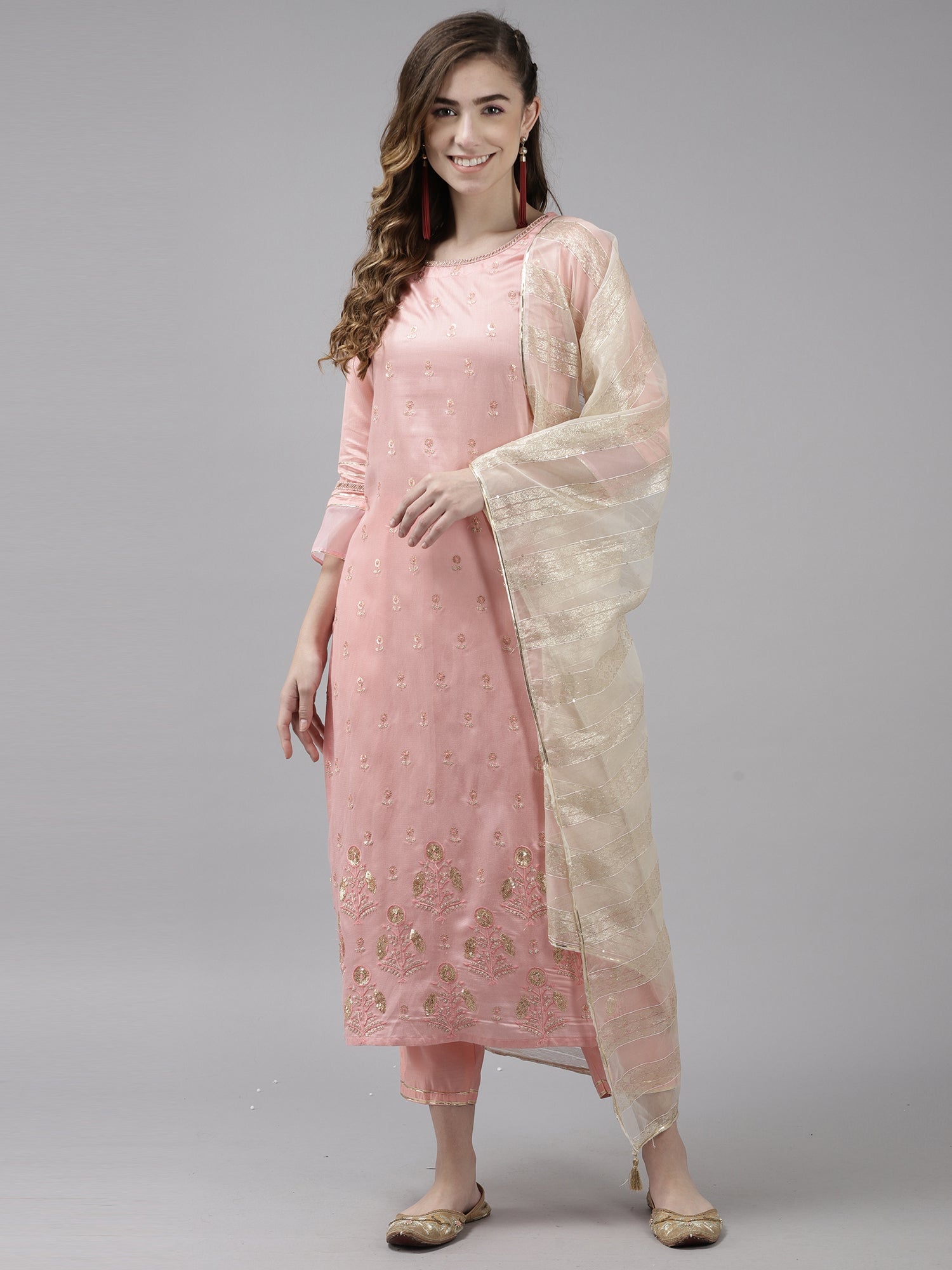 Women's Pink Liva Kurta Set - Taantav