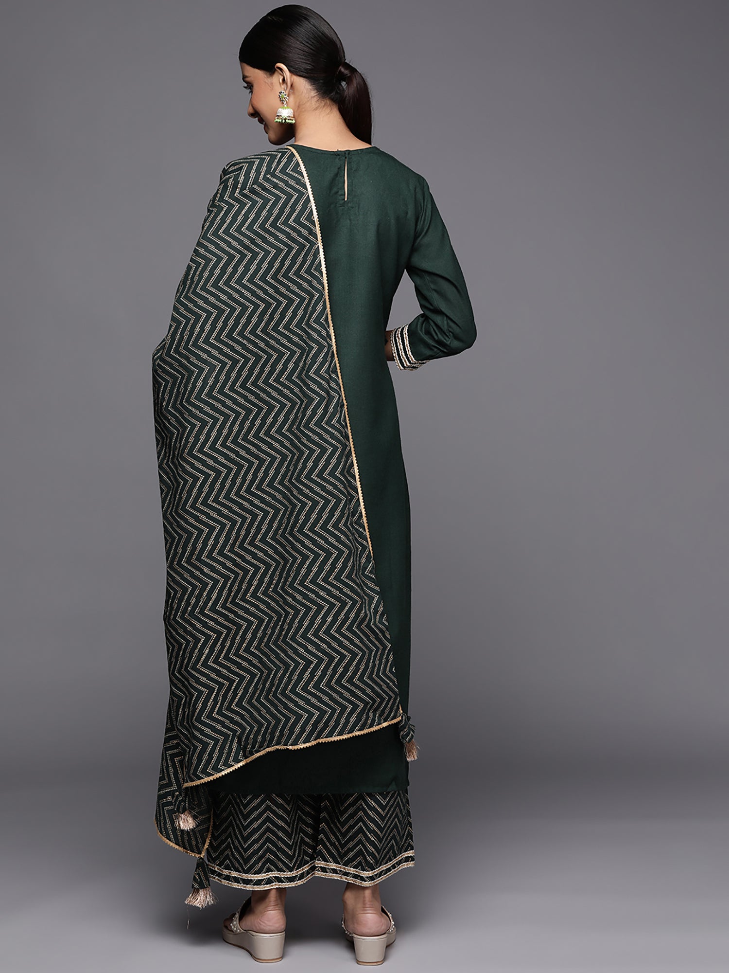 Women's Green Liva Kurta Set - Taantav