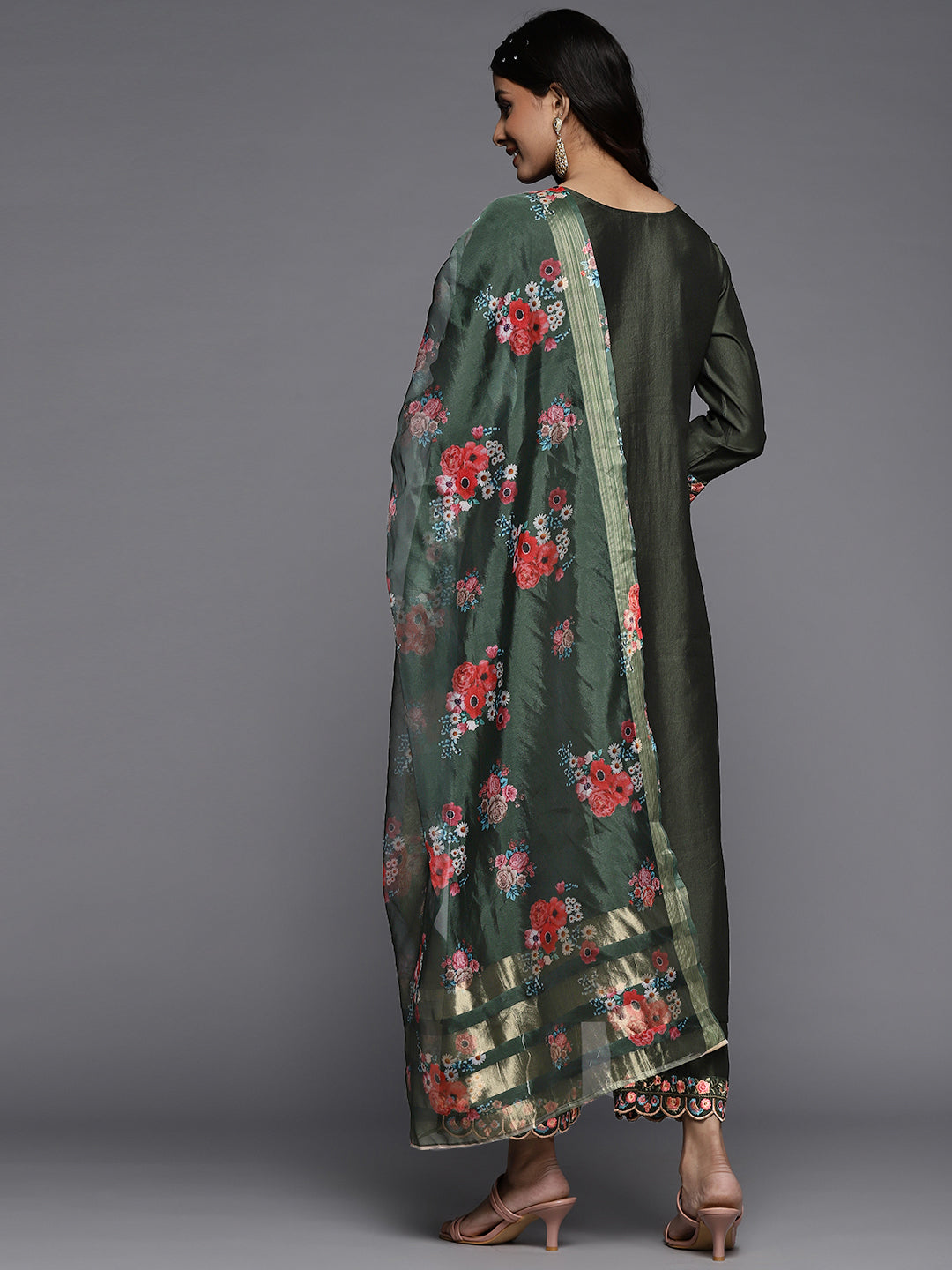 Women's Green Liva Kurta Set - Taantav