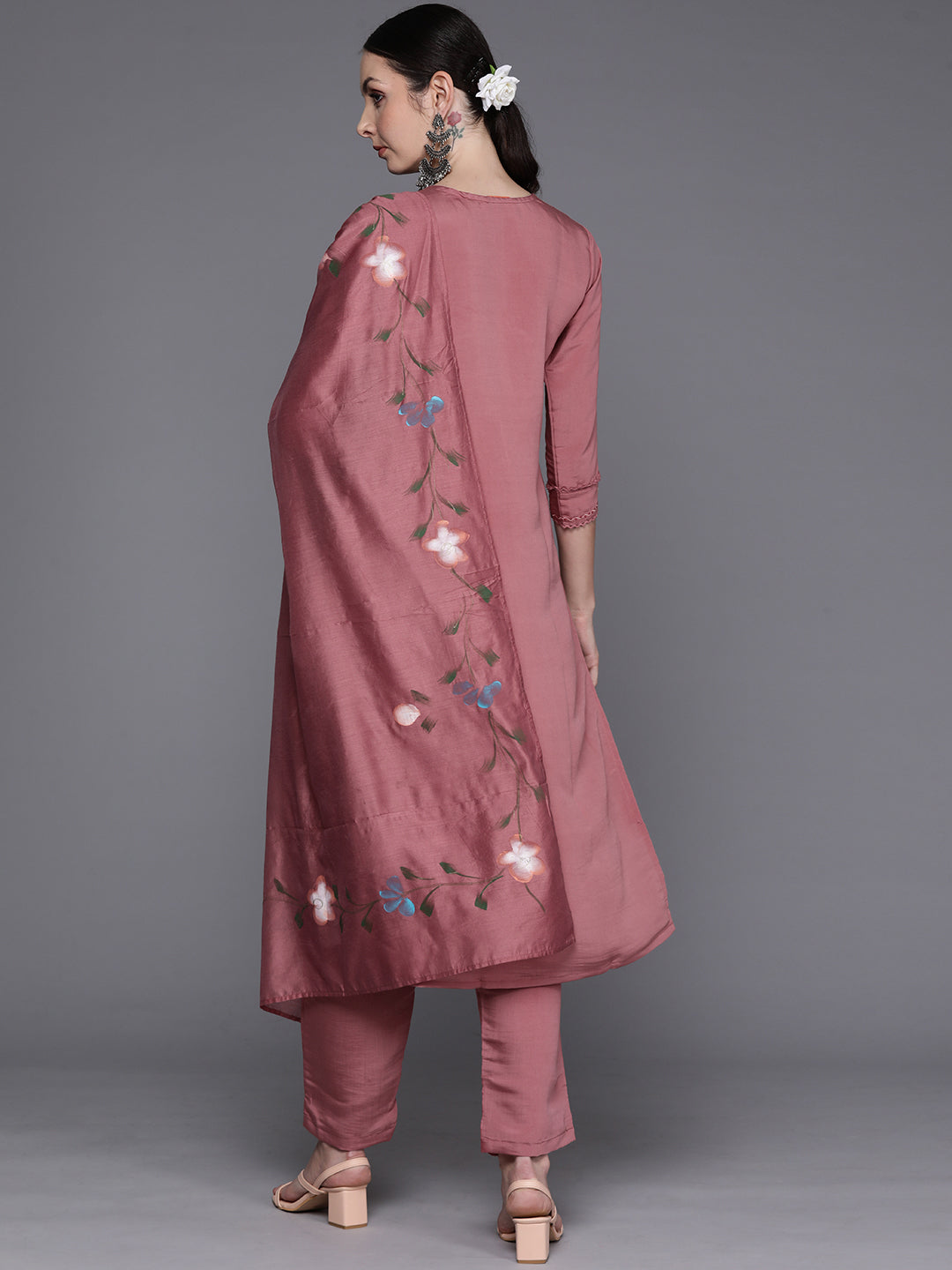 Women's Mauve Silk Blend Kurta Set - Taantav