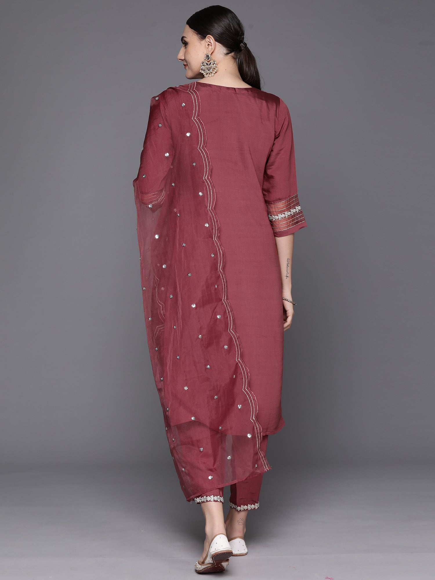 Women's Mauve Silk Blend Kurta Set - Taantav