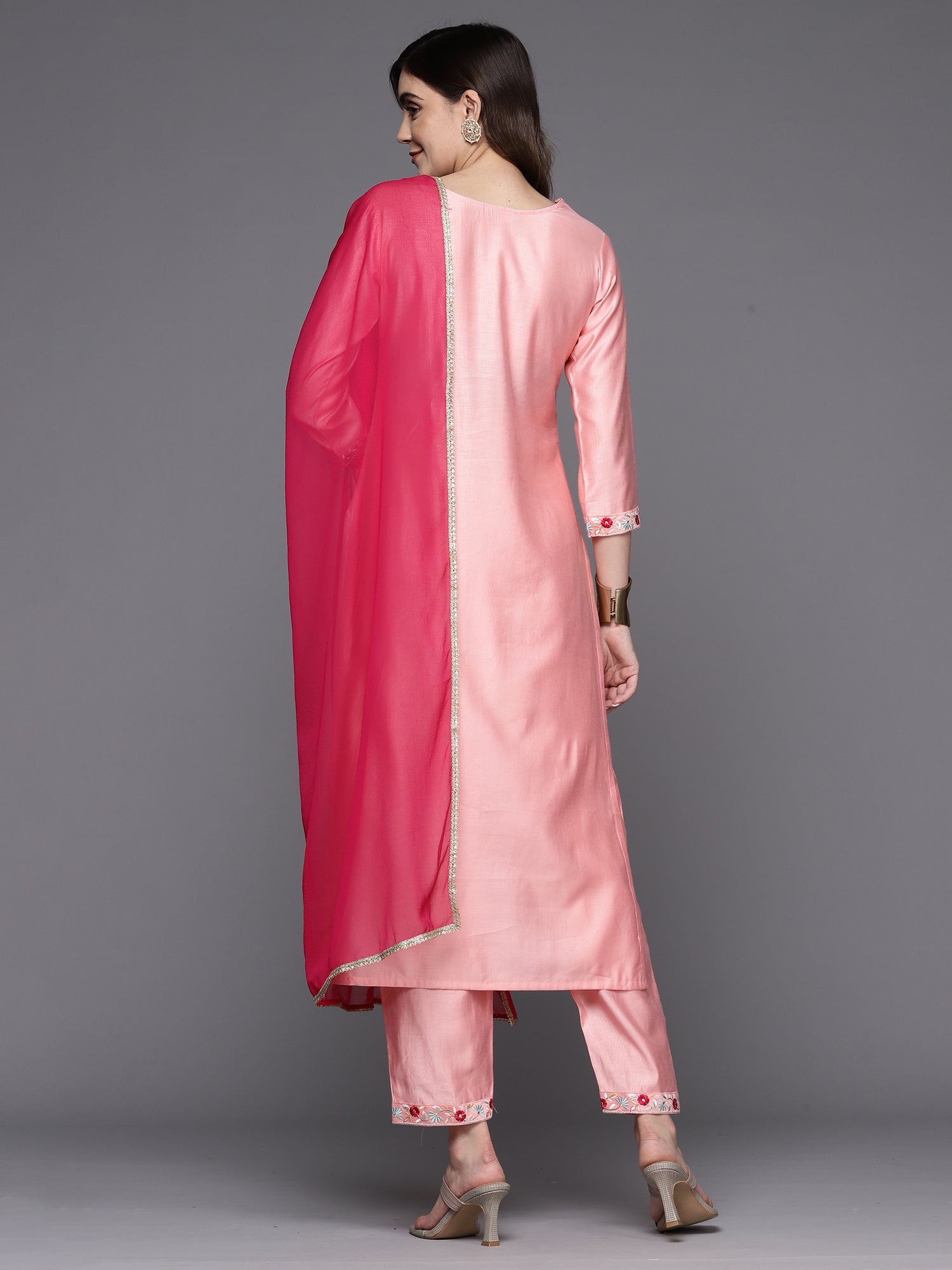 Women's Pink Liva Kurta Set - Taantav