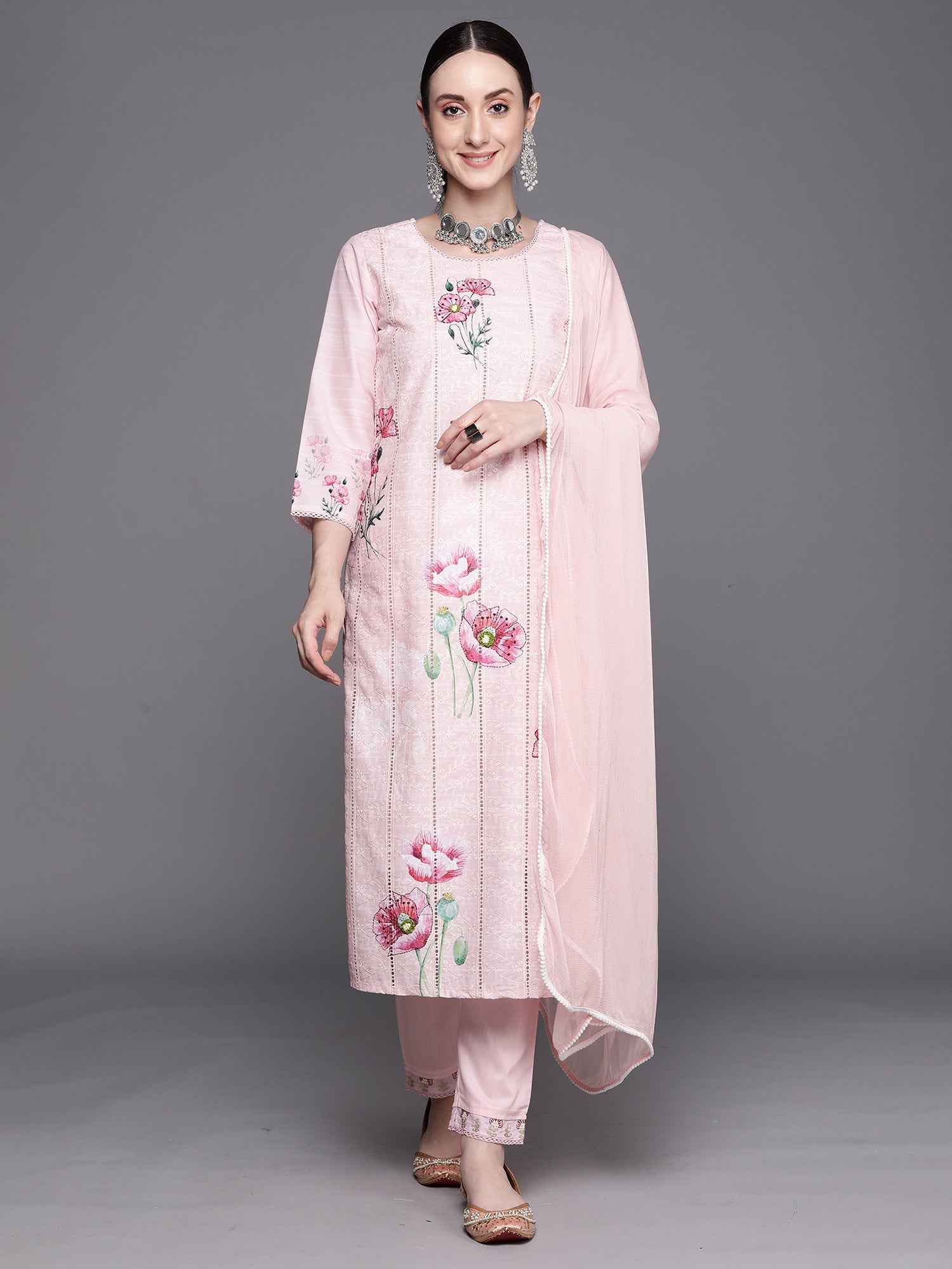 Women's Pink Pure Cotton Kurta Set - Taantav