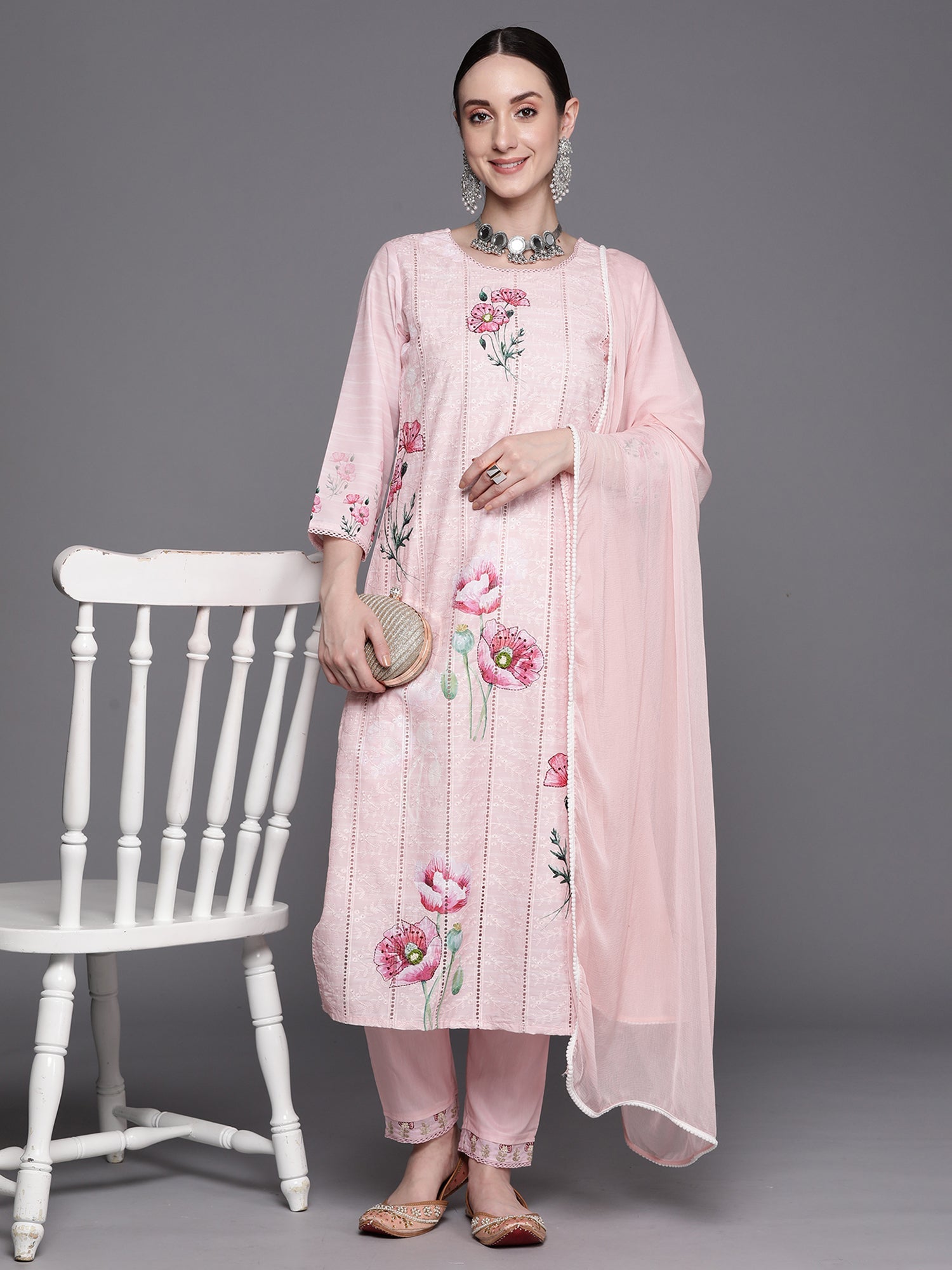 Women's Pink Pure Cotton Kurta Set - Taantav