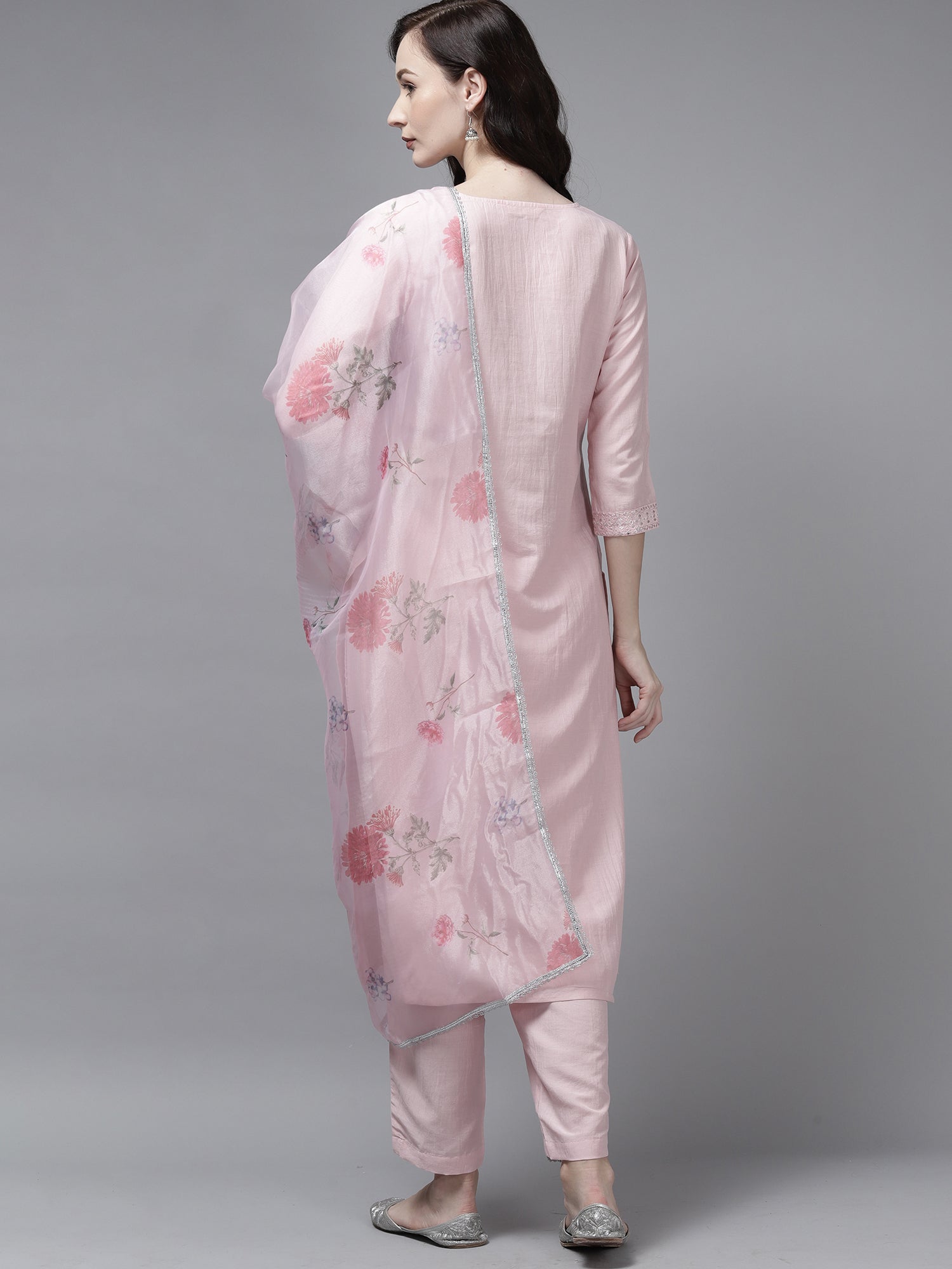 Women's Pink Silk Blend Kurta Set - Taantav