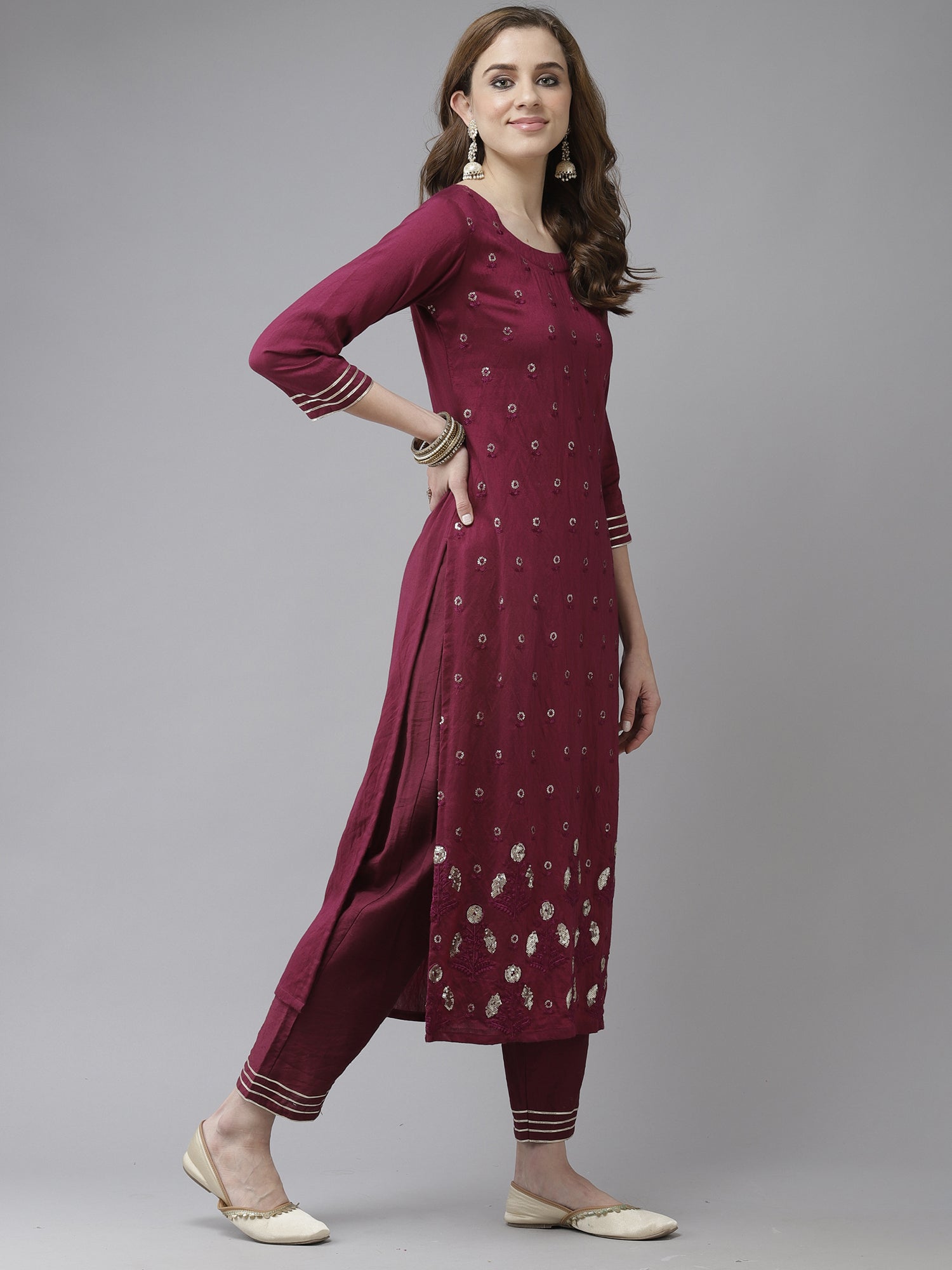 Women's Purple Pure Cotton Kurta Set - Taantav