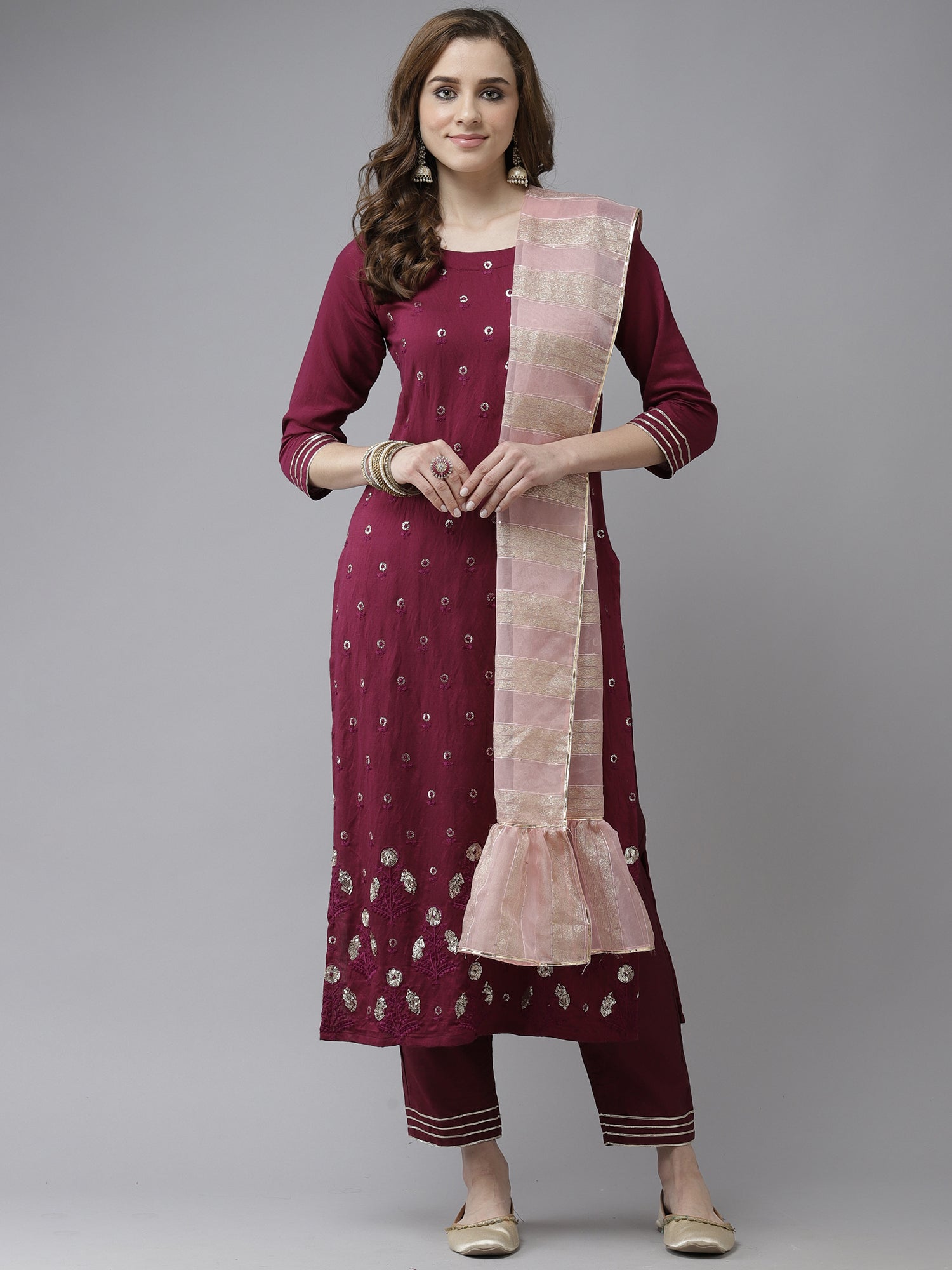 Women's Purple Pure Cotton Kurta Set - Taantav