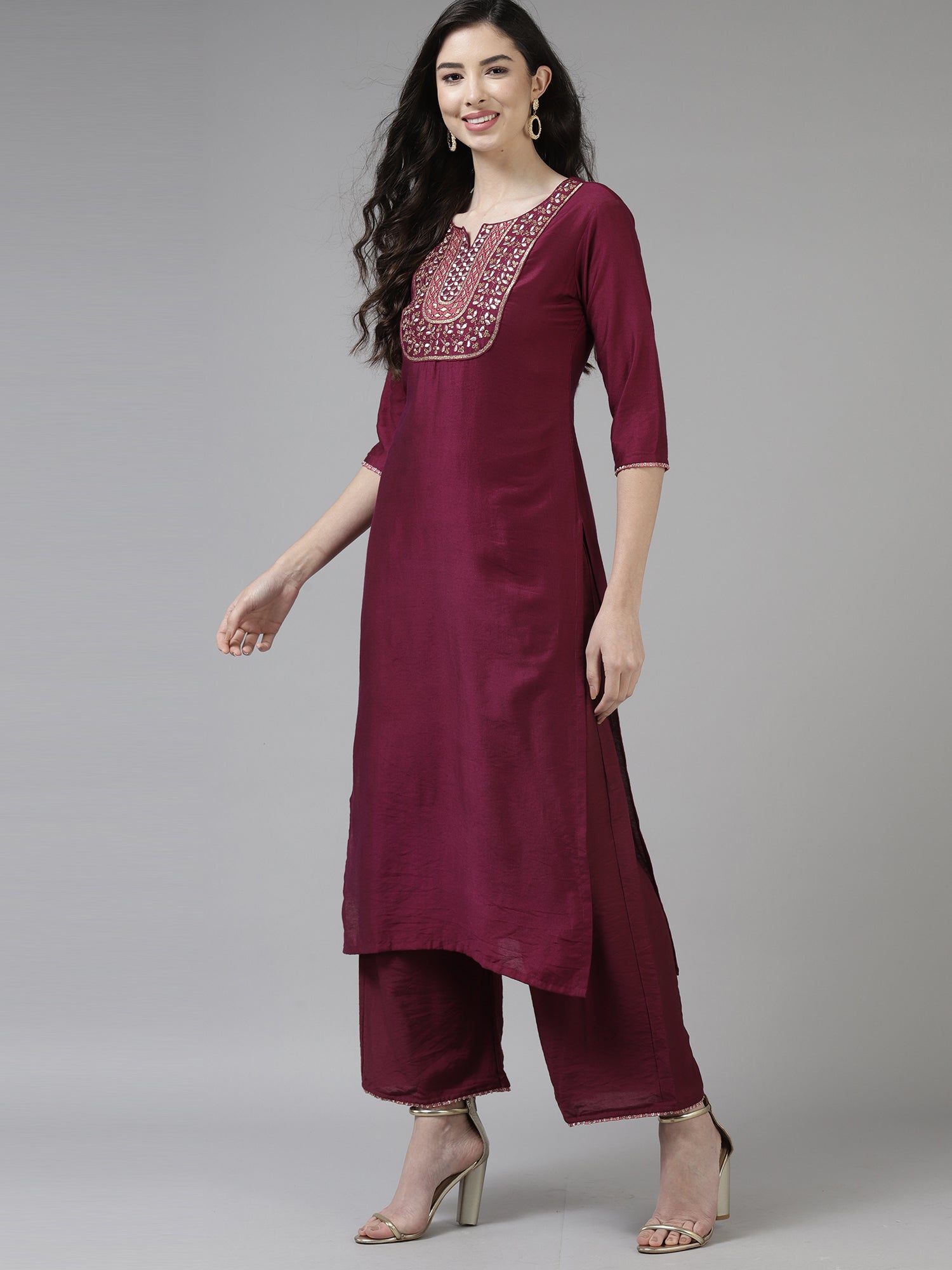 Women's Purple Liva Kurta Set - Taantav