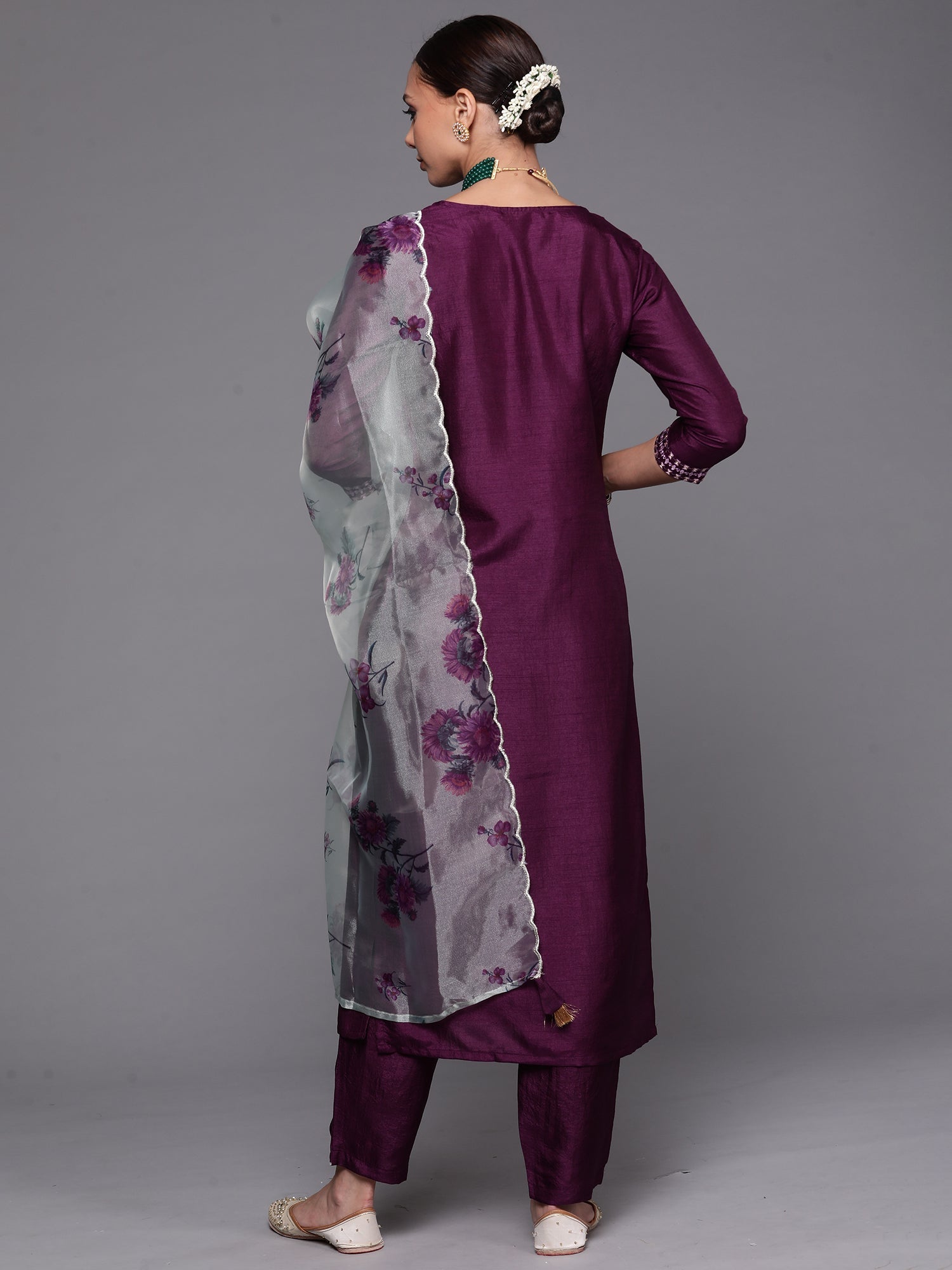 Women's Purple Polyester Kurta Set - Taantav