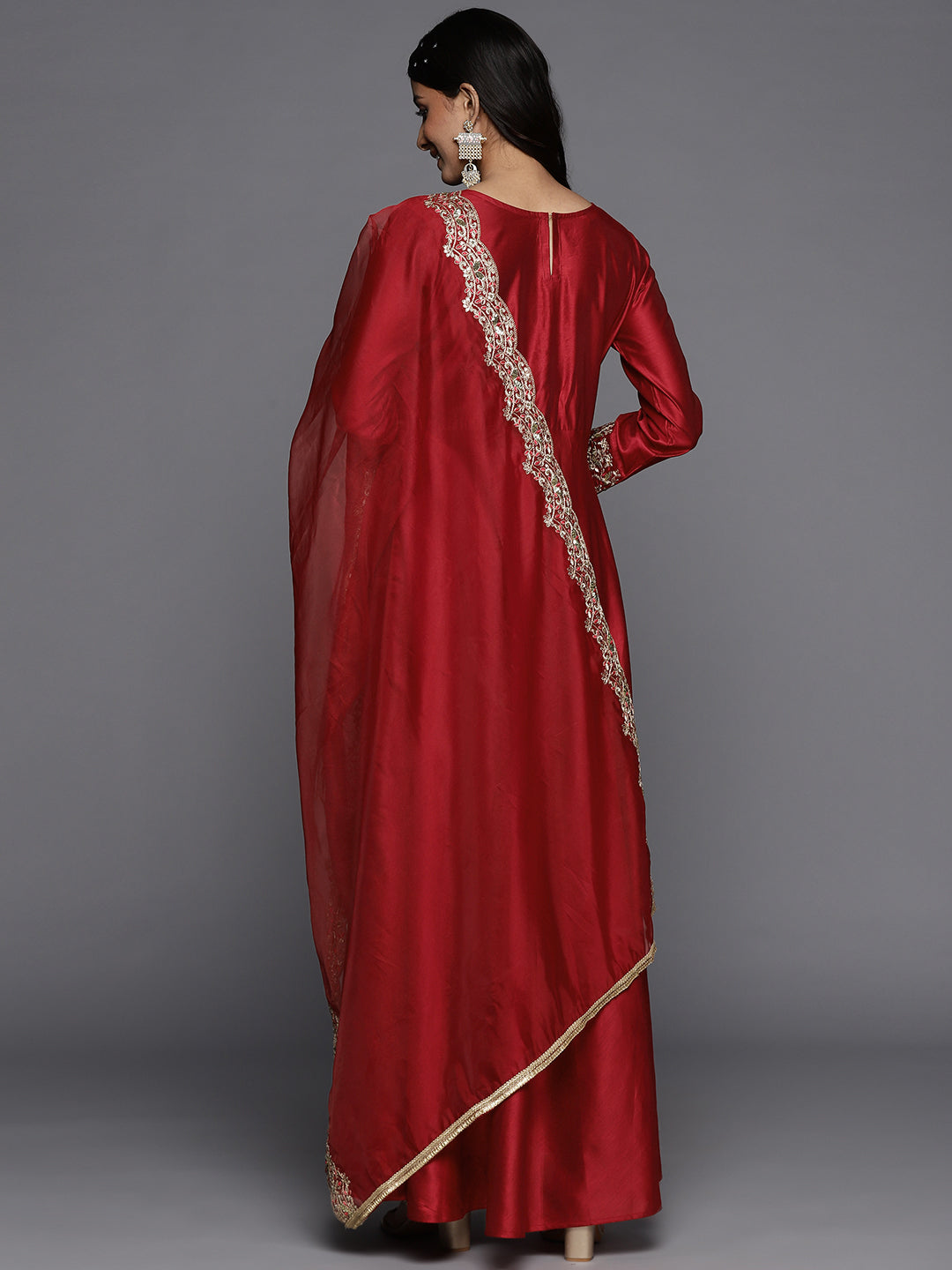 Women's Red Liva Kurta Set - Taantav