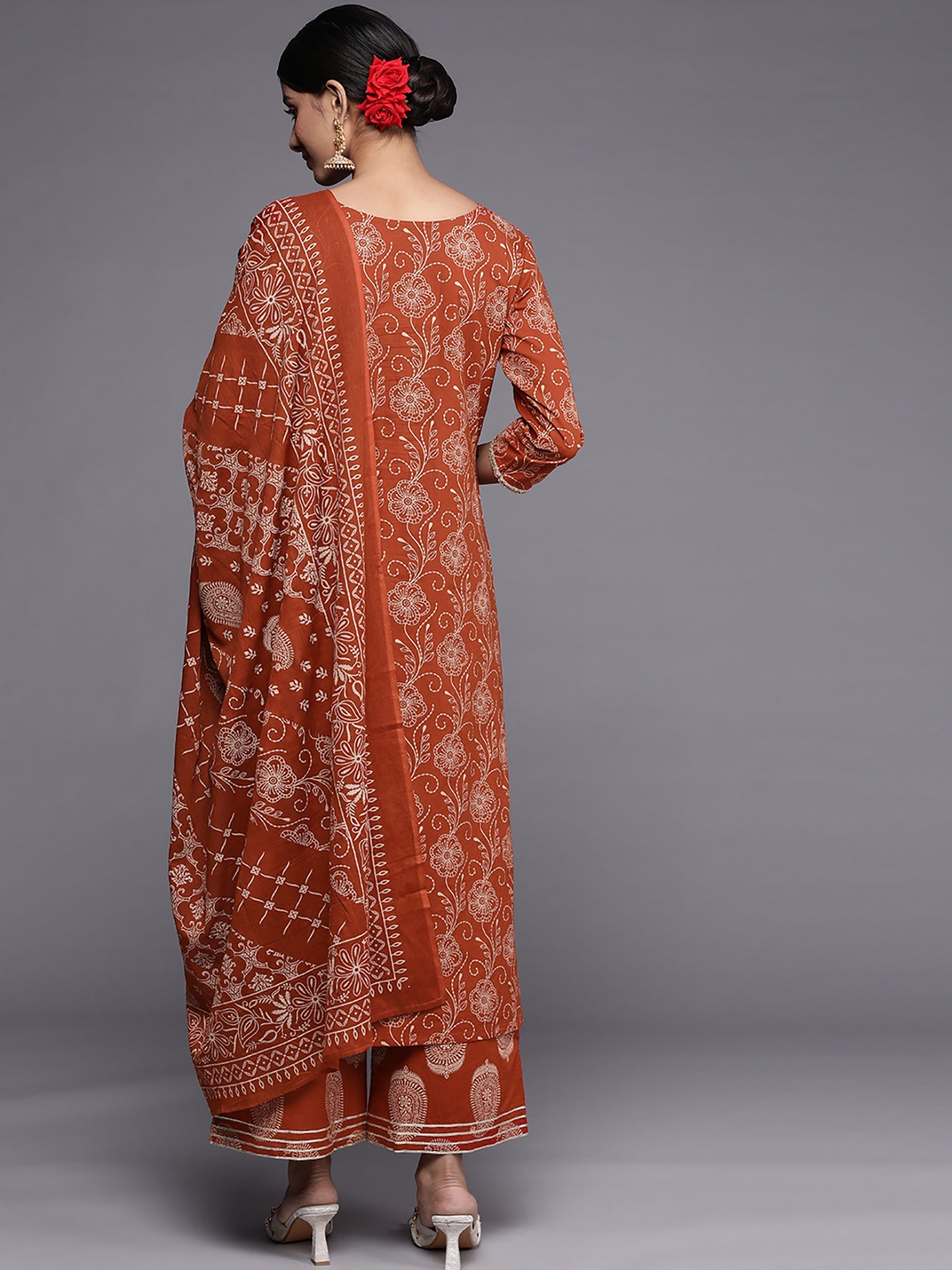 Women's Rust Liva Kurta Set - Taantav