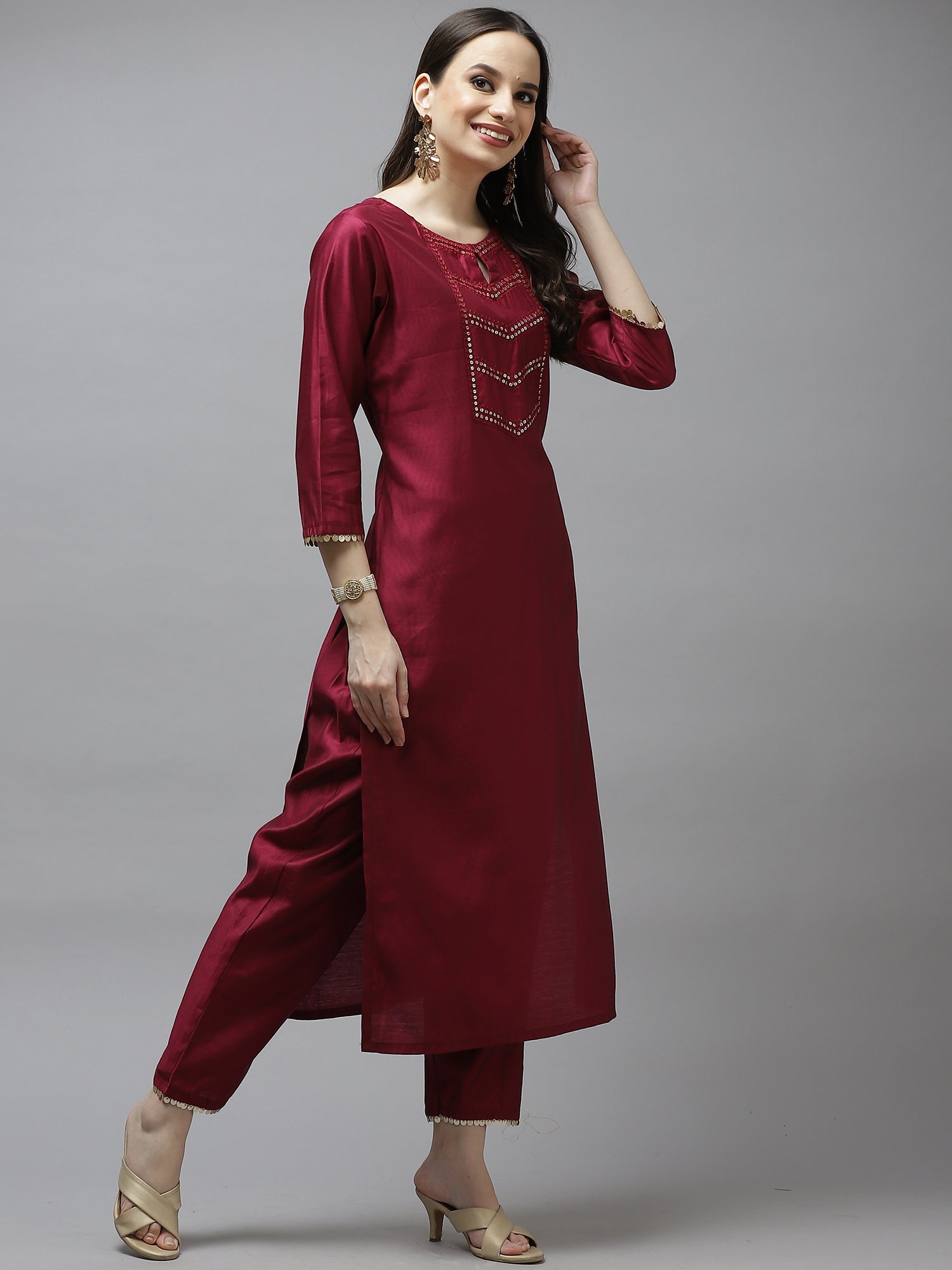 Women's Violet Liva Kurta Set - Taantav