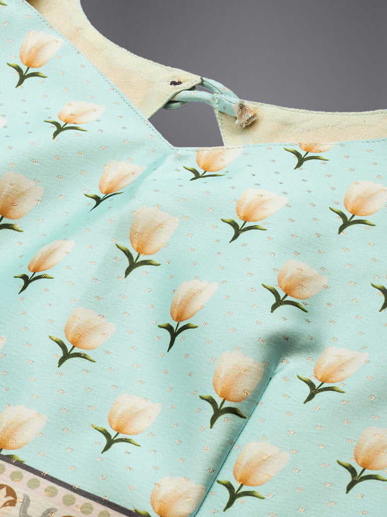 Women's Ethnic Motifs Digital Print Shiney Satin Croptop Lehenga Choli With Unstitched Blouse