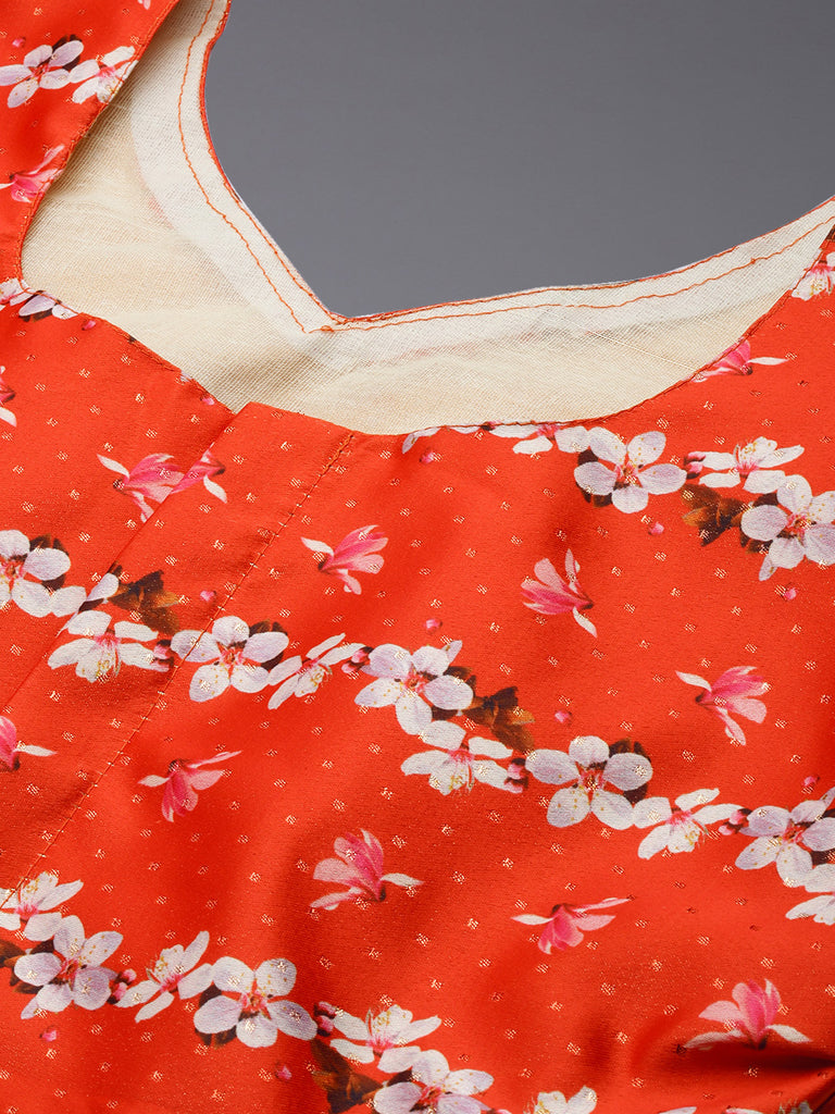 Women's Ethnic Motifs Digital Print Shiney Satin Croptop Lehenga Choli With Unstitched Blouse