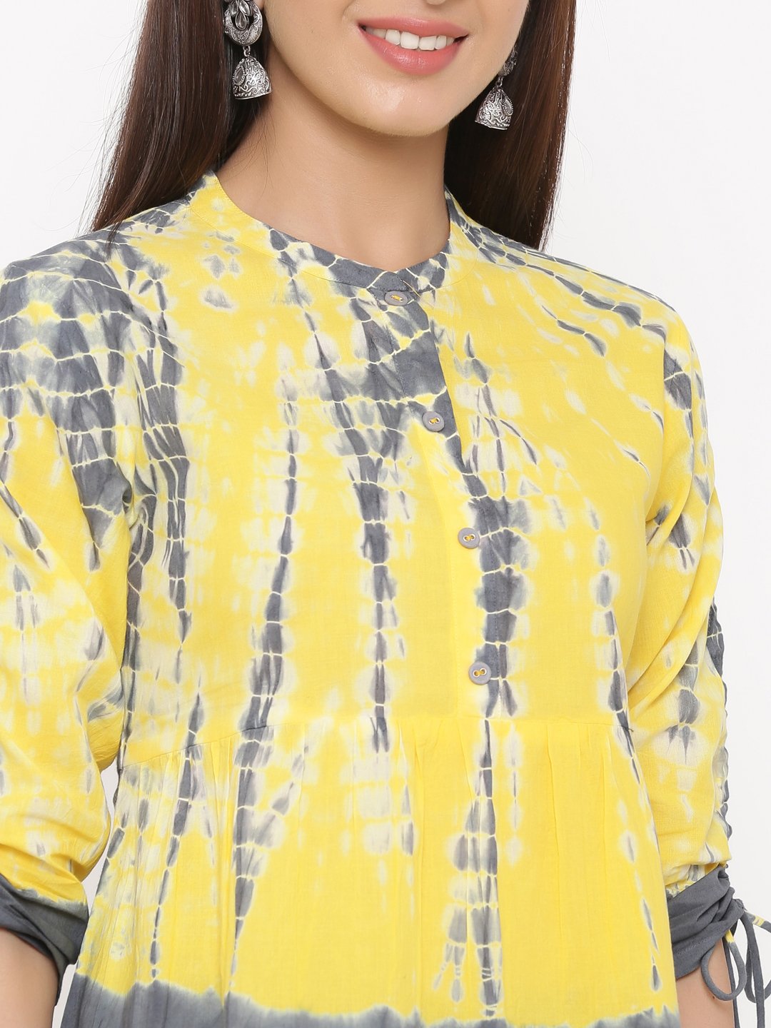 Women's Yellow Tie Dye Cambric Tunic by Kipek