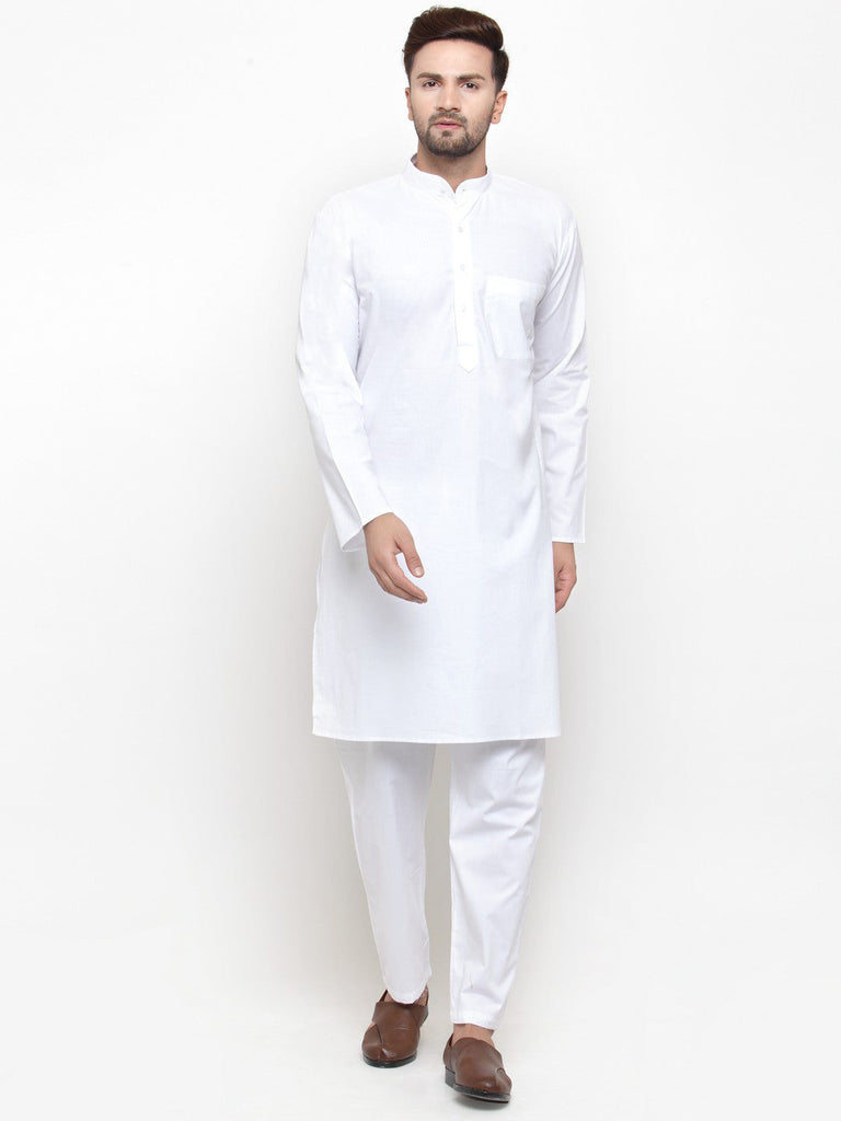 Men's Solid Dobby Kurta Pyjama Set ( Jokp 555 White )