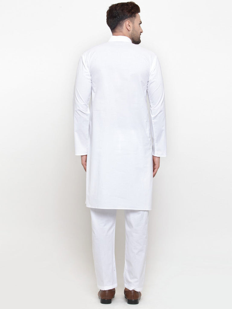 Men's Solid Dobby Kurta Pyjama Set ( Jokp 555 White )