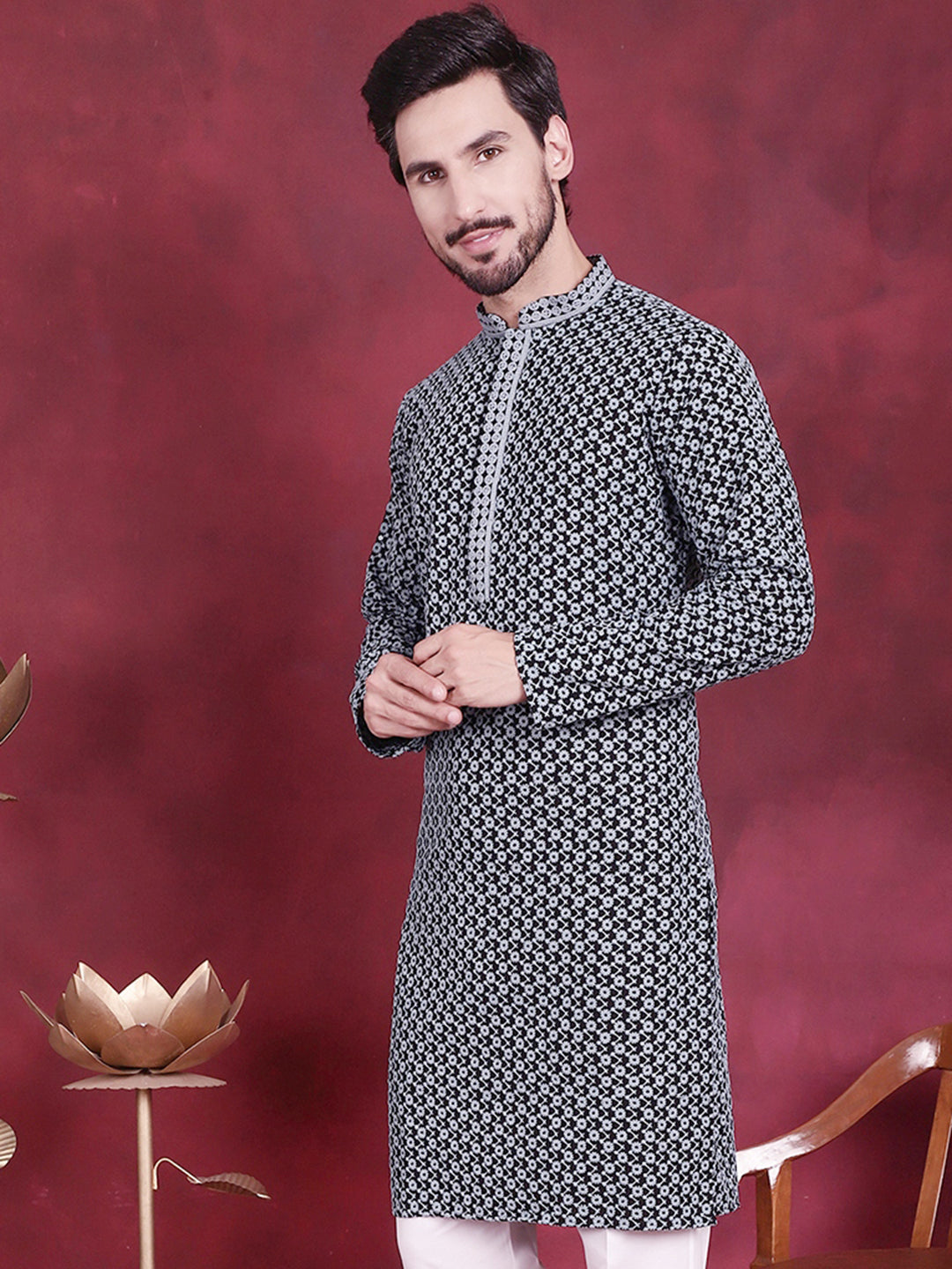 Men's Sequins Embroidered Kurtas - Taantav