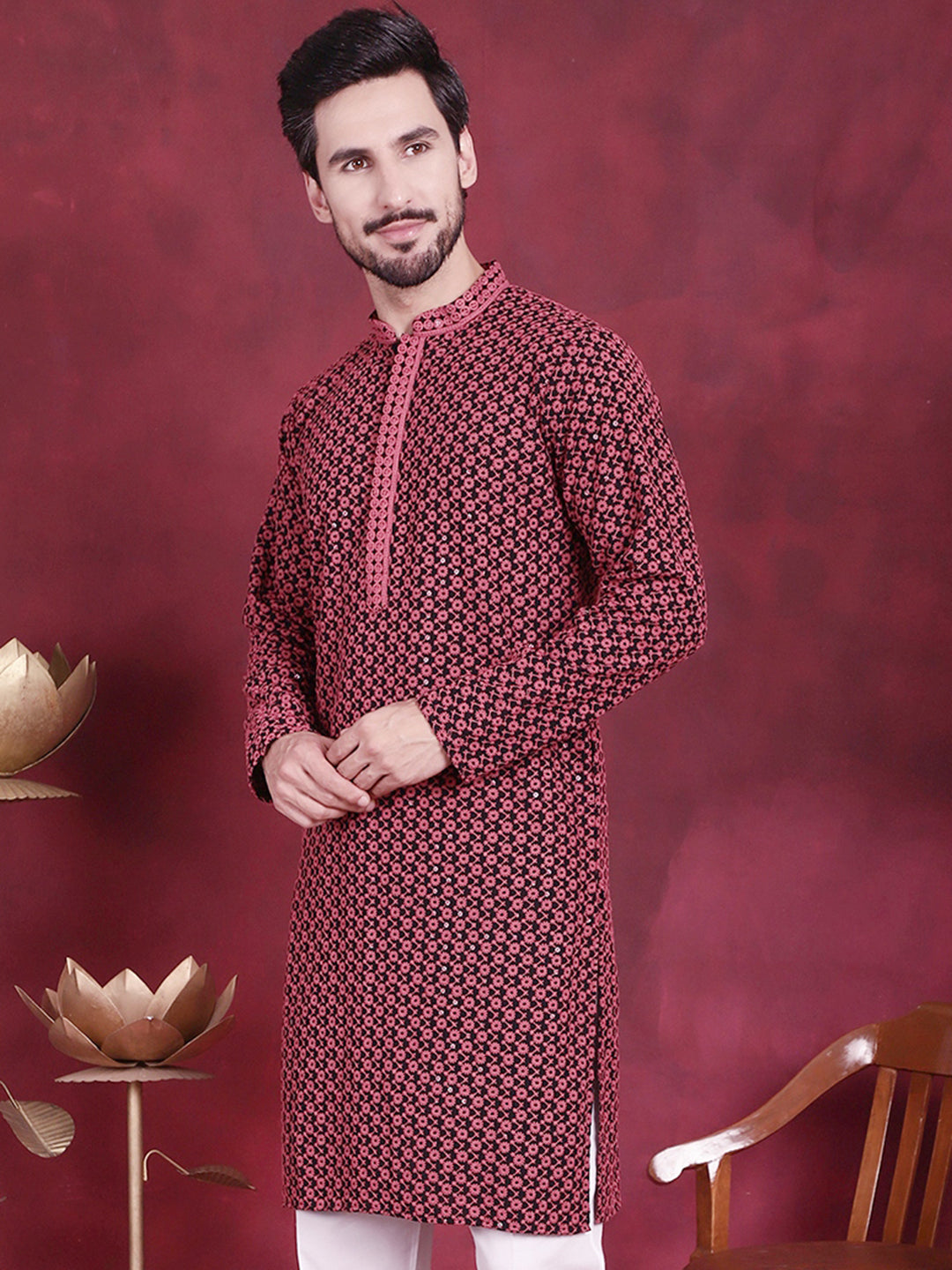 Men's Sequins Embroidered Kurtas - Taantav