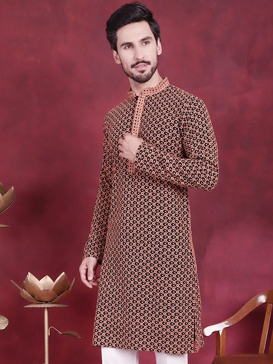 Men's Sequins Embroidered Kurtas - Taantav