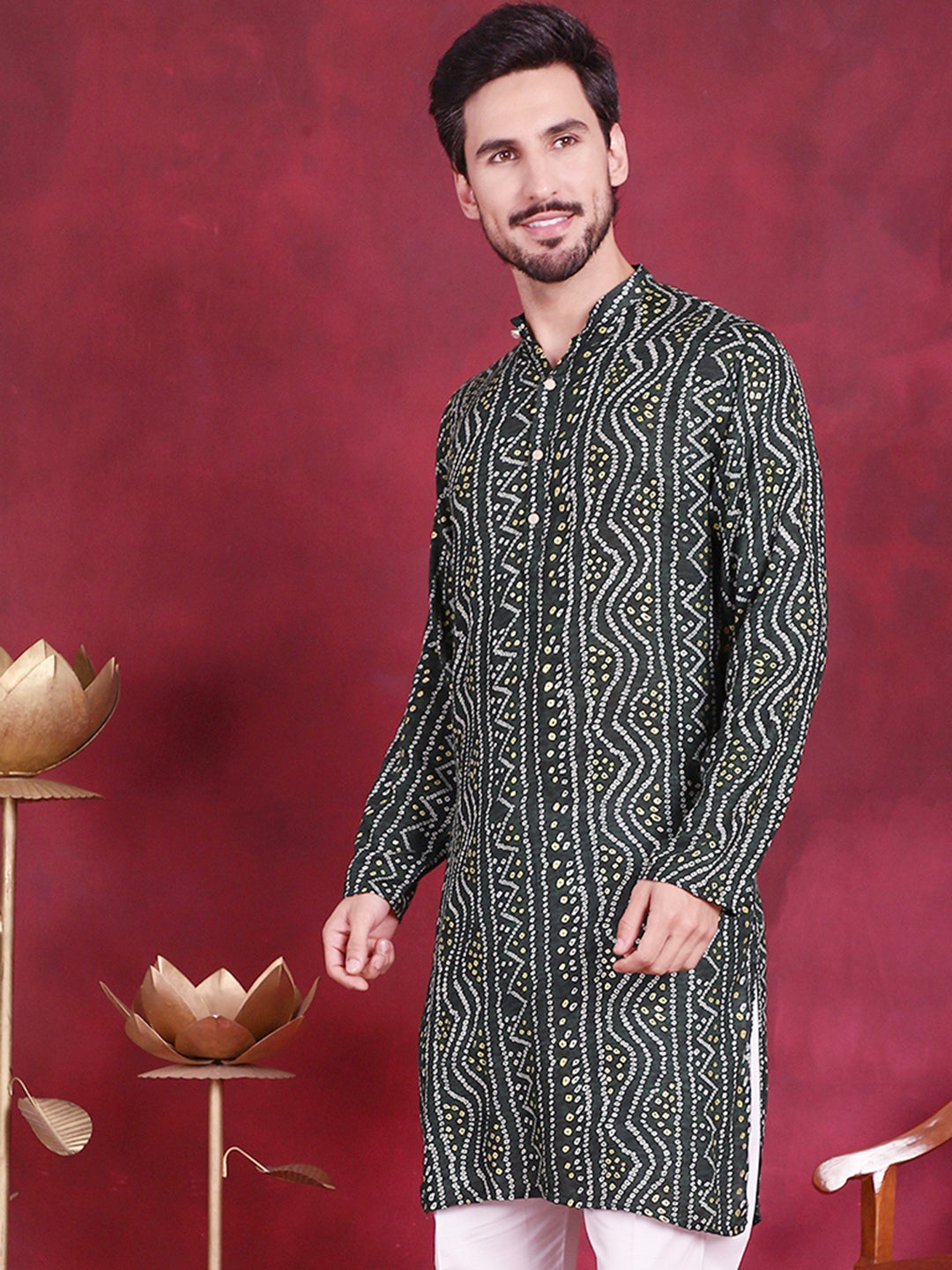 Men's Bandhani Printed Kurtas. - Taantav