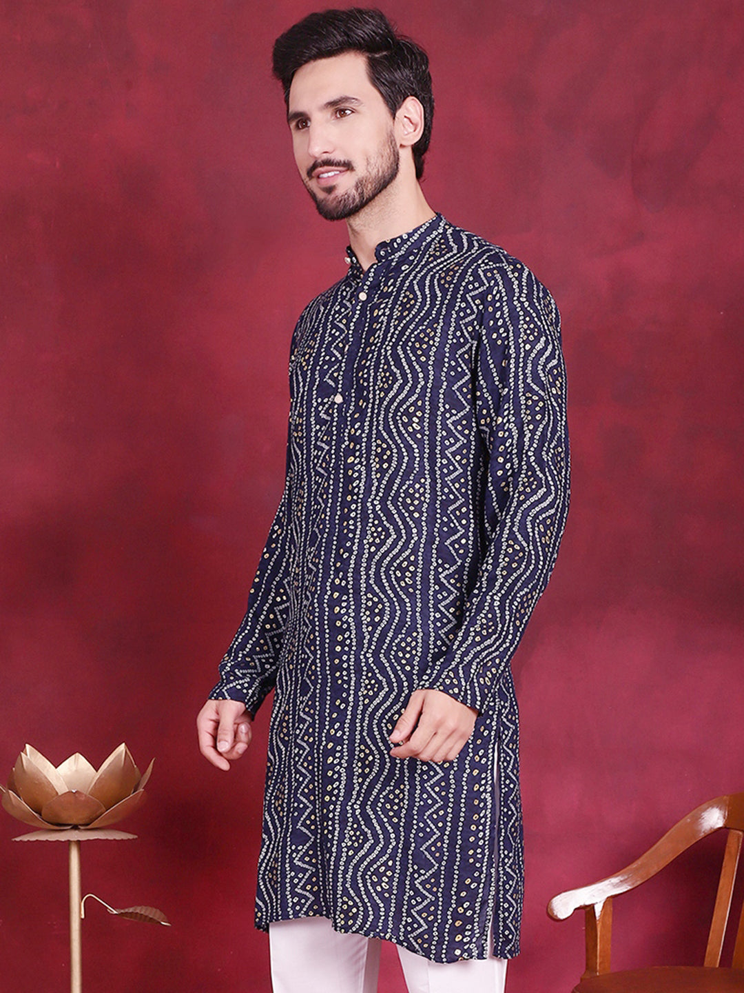 Men's Bandhani Printed Kurtas. - Taantav