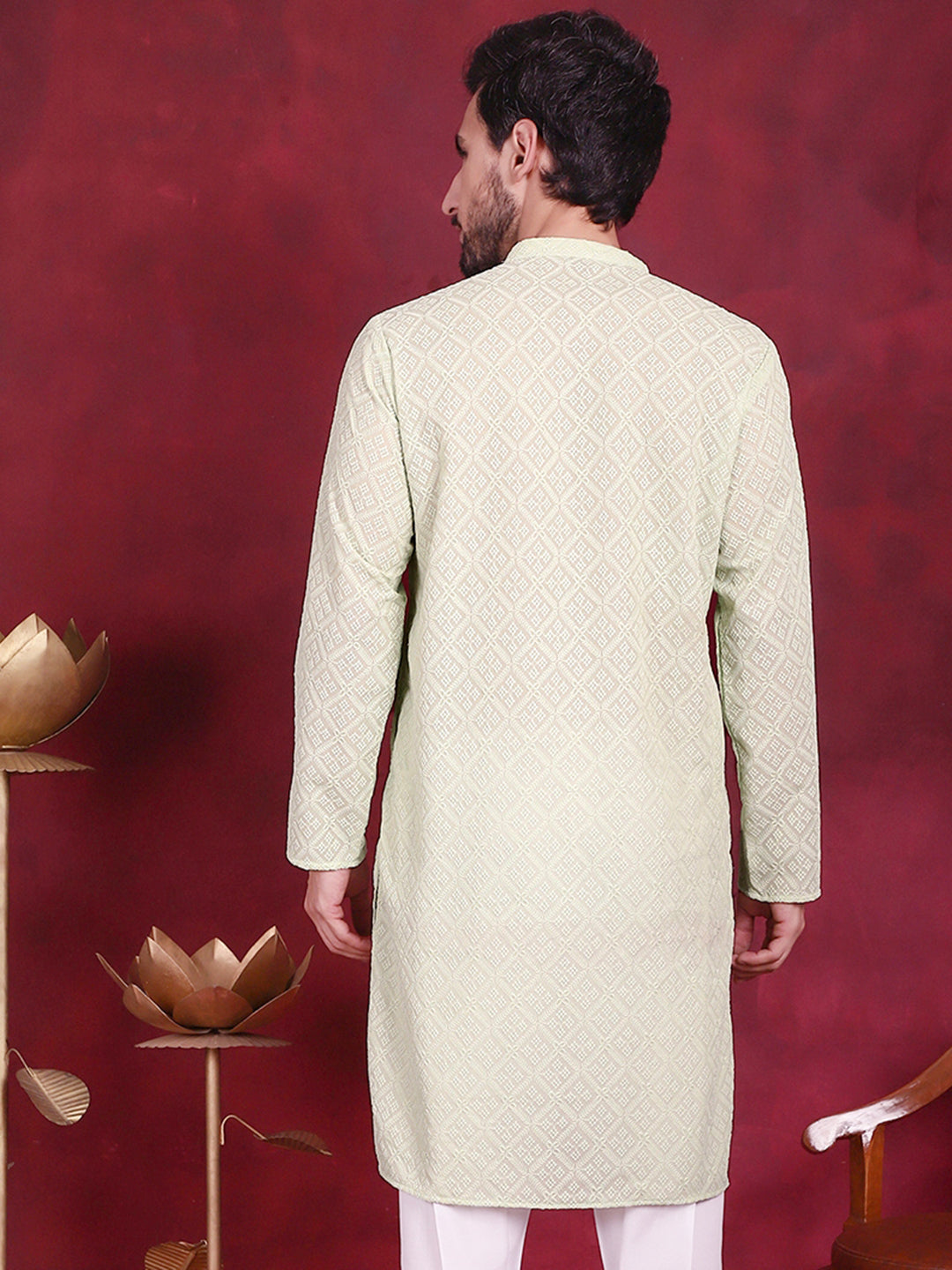 Men's Chikankari Embroidered Kurtas - Taantav