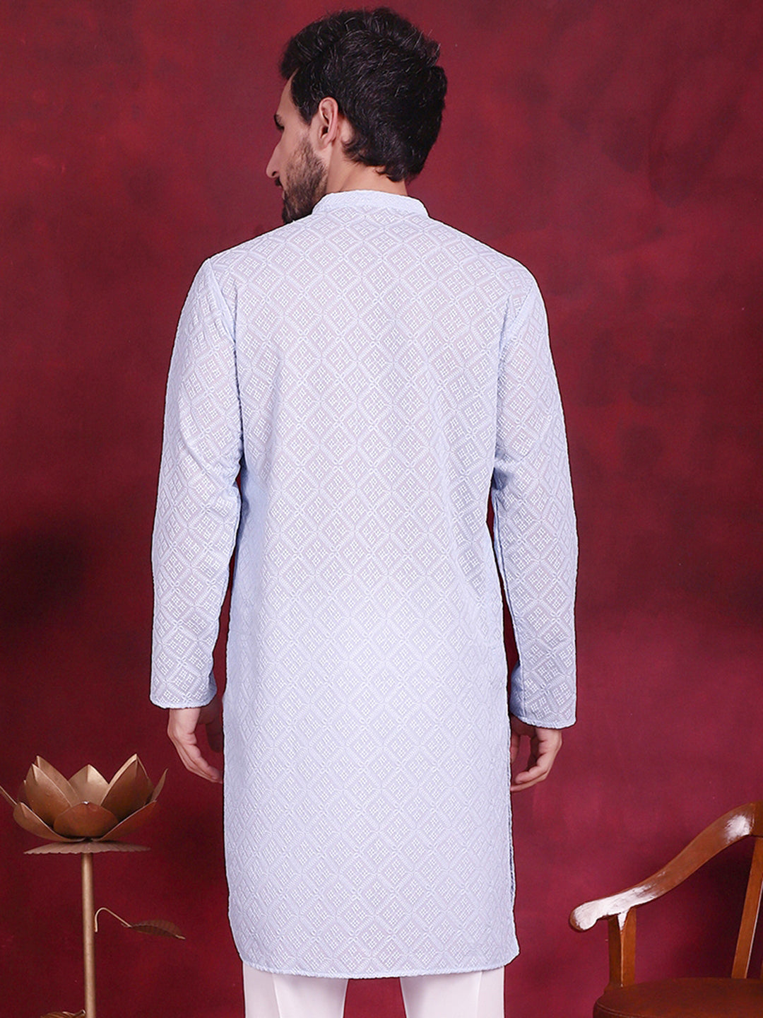 Men's Chikankari Embroidered Kurtas - Taantav