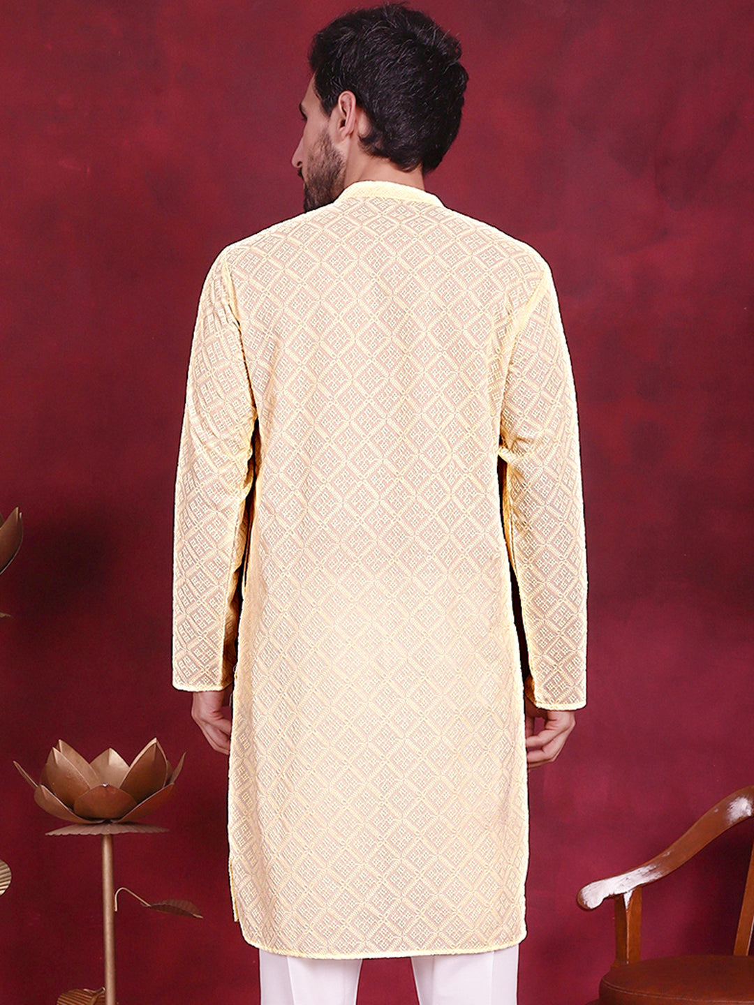 Men's Chikankari Embroidered Kurtas - Taantav