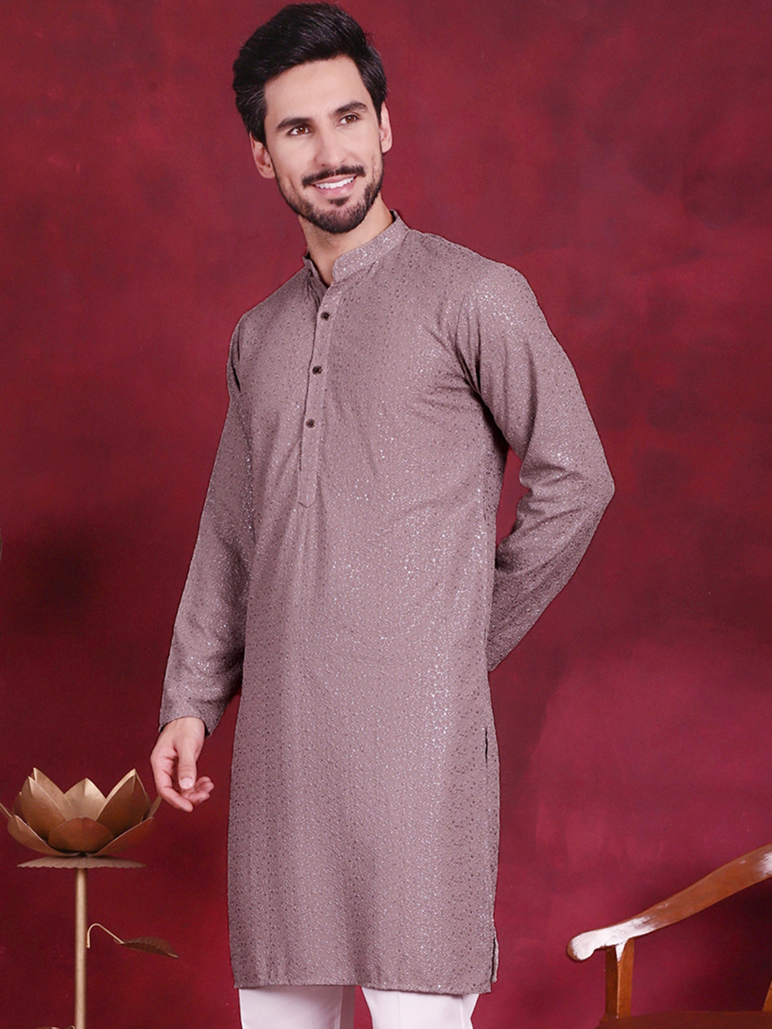 Men's Sequins Chikankari Kurtas - Taantav