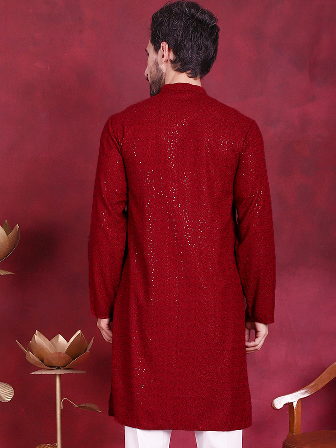 Men's Sequins Chikankari Kurtas - Taantav