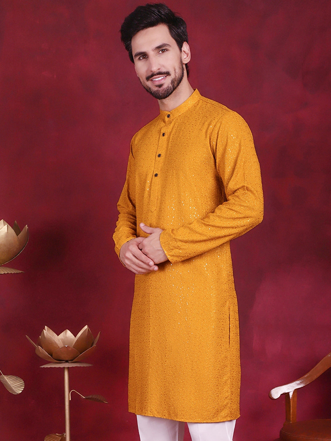 Men's Sequins Chikankari Kurtas - Taantav