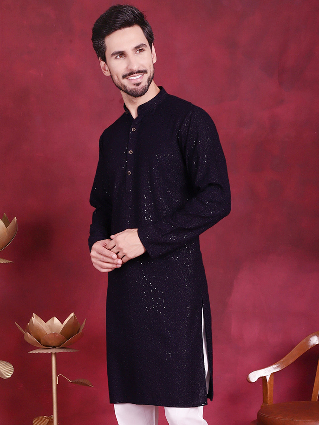 Men's Sequins Chikankari Kurtas - Taantav