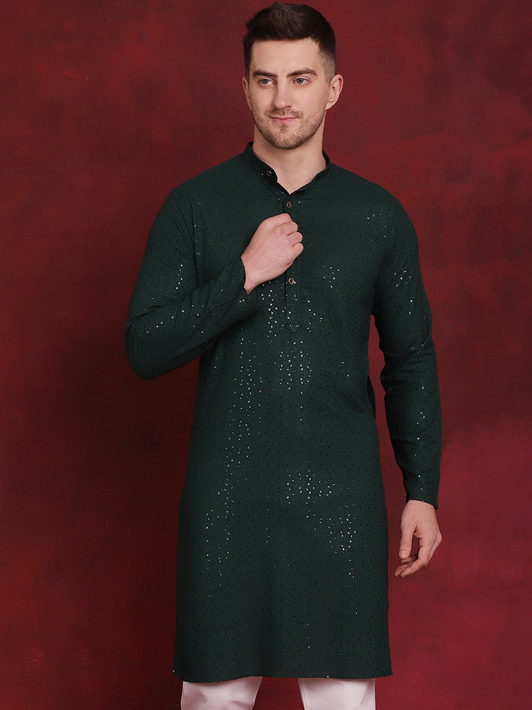 Men's Sequins Chikankari Kurtas - Taantav