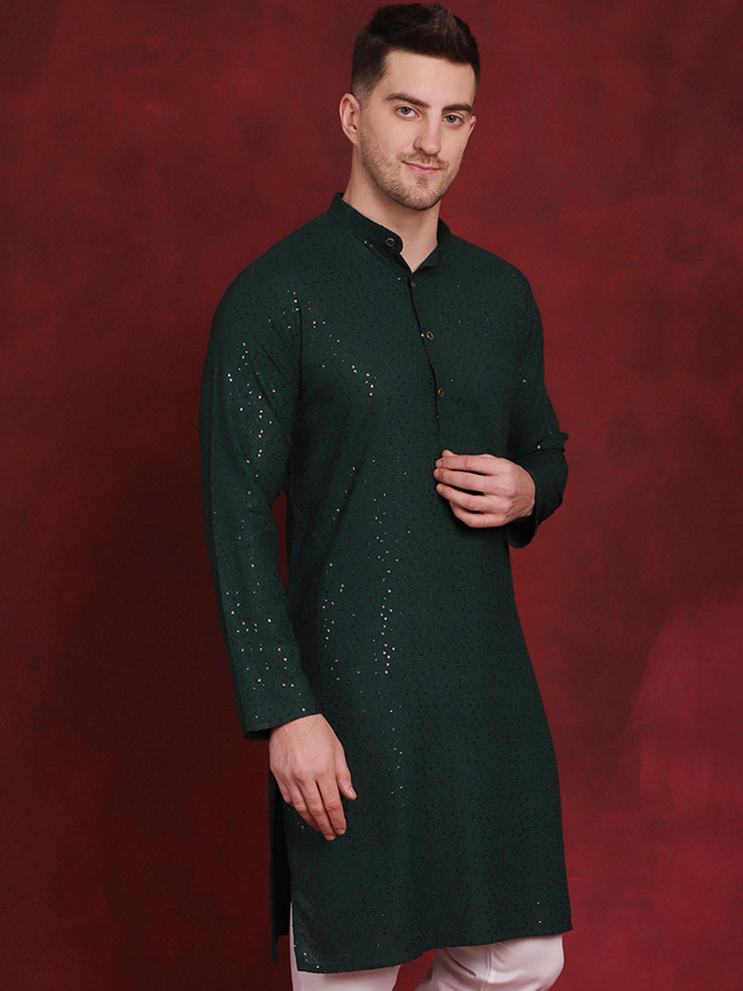 Men's Sequins Chikankari Kurtas - Taantav