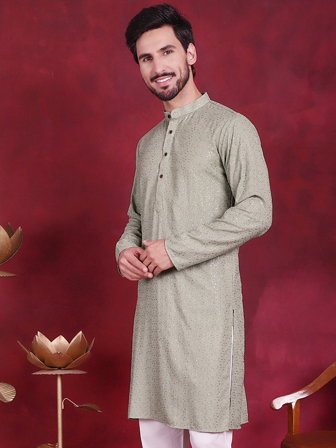 Men's Sequins Chikankari Kurtas - Taantav