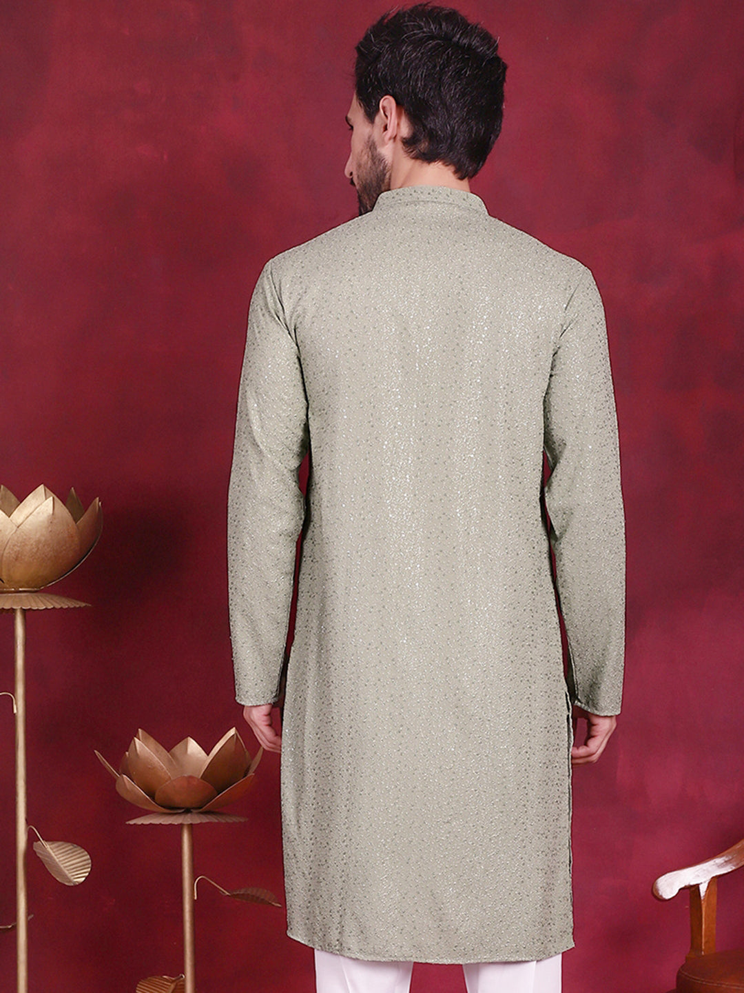 Men's Sequins Chikankari Kurtas - Taantav